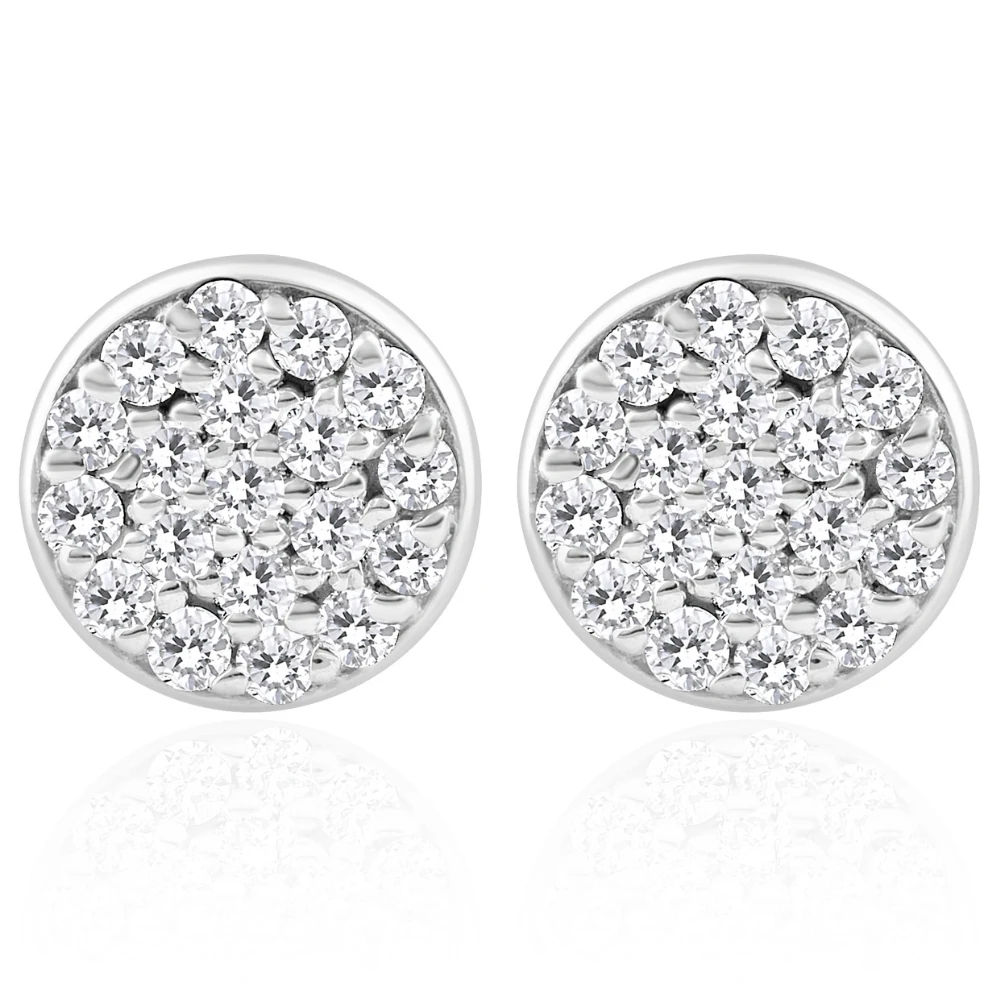3/8 Ct EX3 Lab Grown Diamond Pave Studs Womens Earrings Lab Grown 14k White Gold 8mm (I-J, SI)