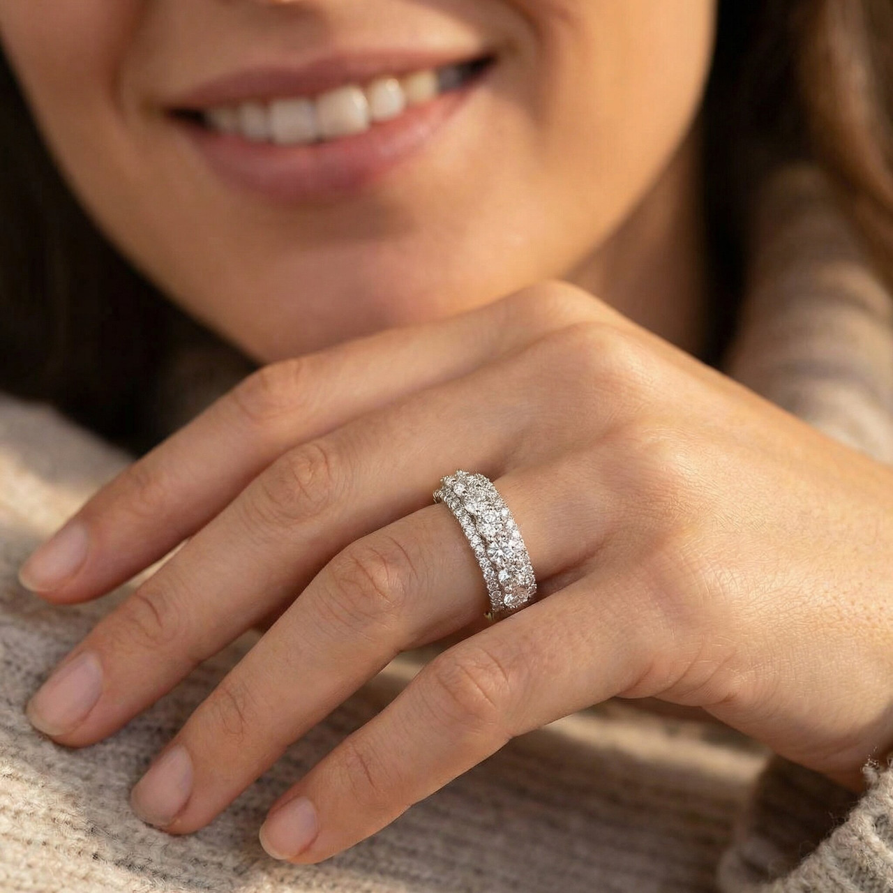 7 Ct Diamond 3/4 Eternity Ring 14k White Gold Womens Stackable Wedding Band (H-I, I1)