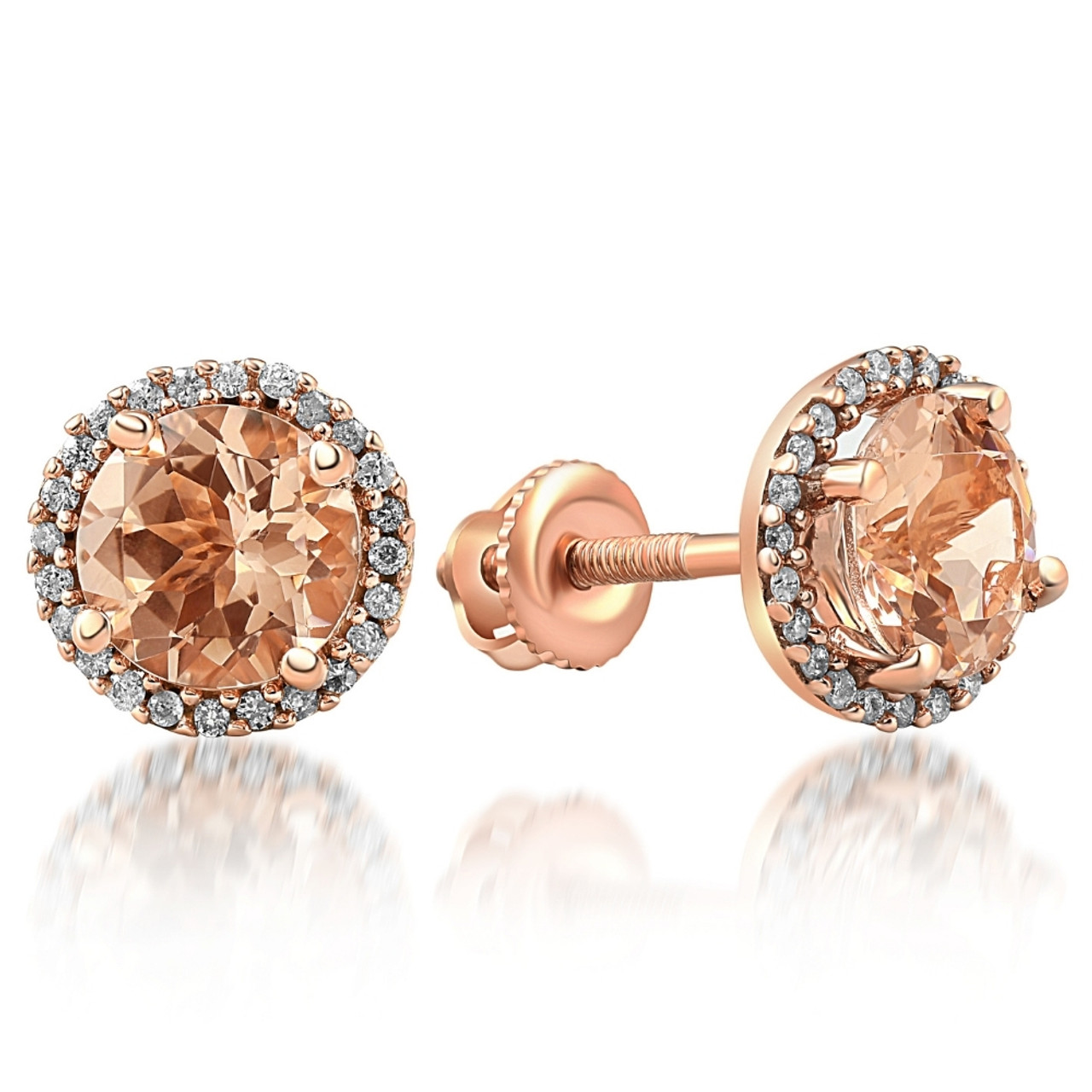 Diamond Screw Back Earrings In Synthetic Diamonds 10k Rose Gold 035 CT