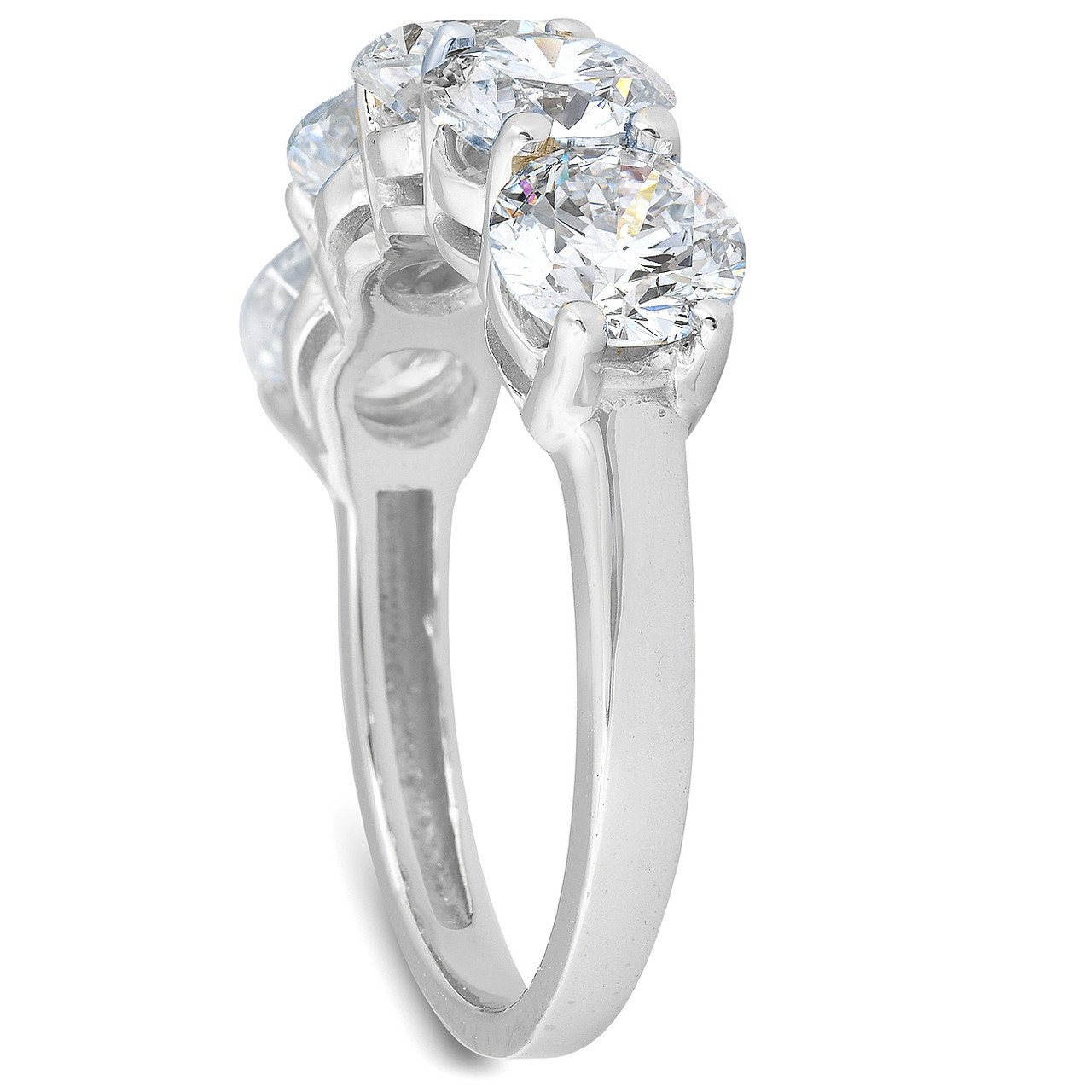 3 3/4 Ct EX3 Lab Grown Diamond Five Stone Wedding Ring 14k White Gold