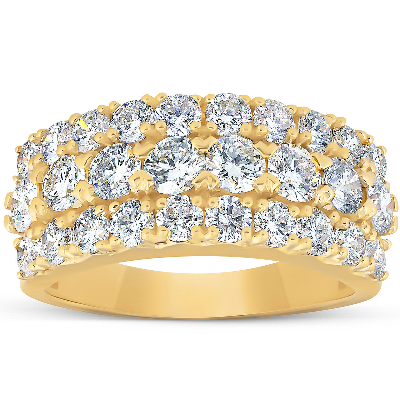 2 3/4 Ct Diamond Anniversary Ring EX3 Lab Grown 14k Yellow Gold (F-G, VS2-SI1)