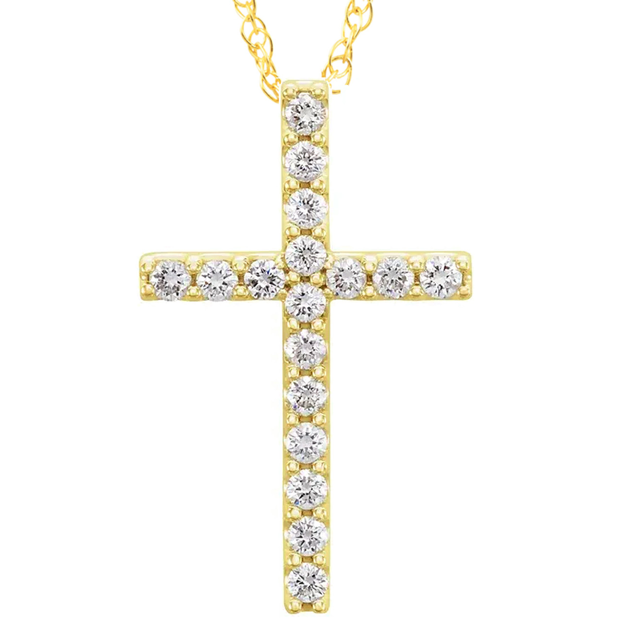 1/3 Ct Diamond Cross Pendant Necklace 18