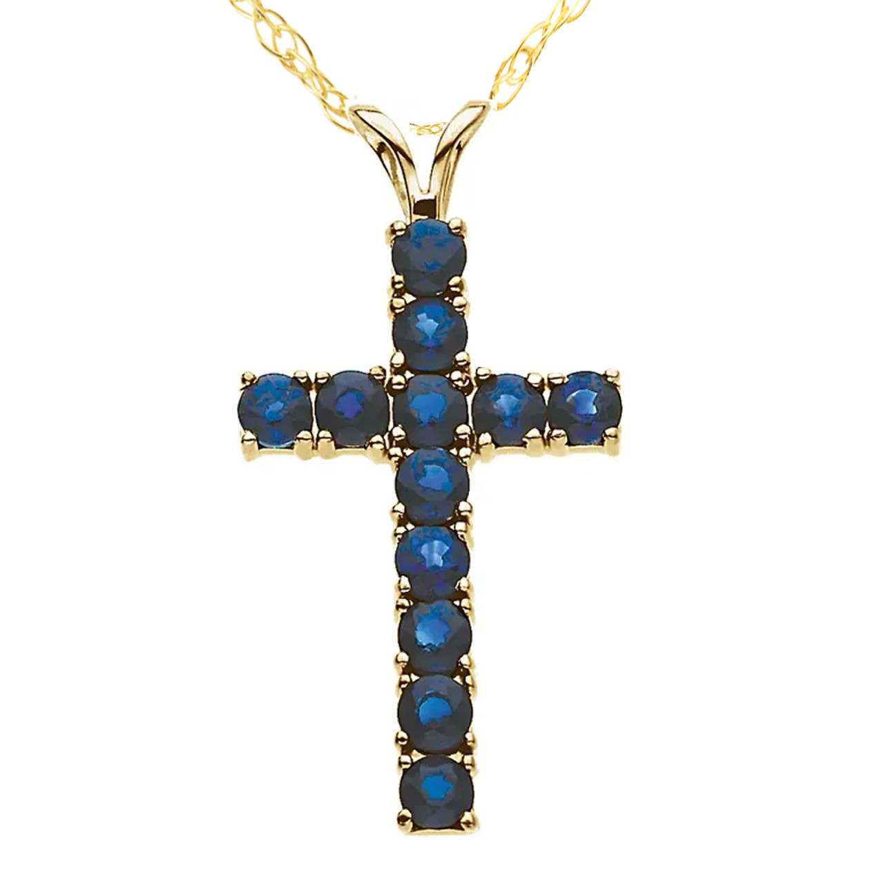 sapphire cross necklace yellow gold