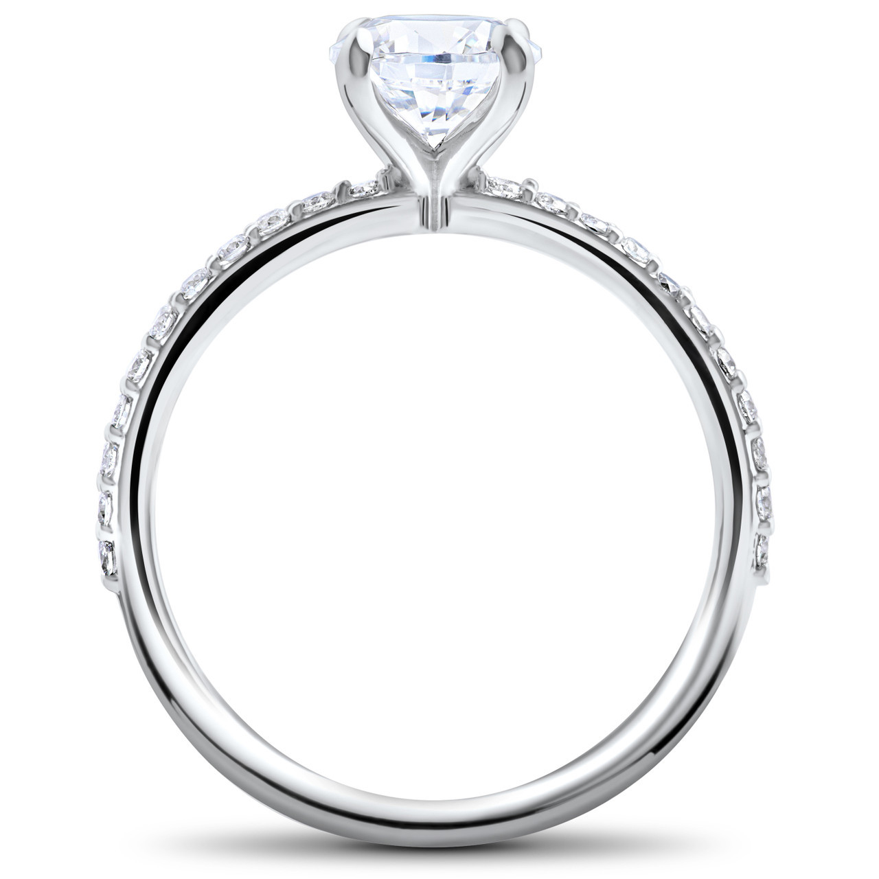 1 ct Lab Grown Diamond Side Stone Accent Engagement Ring 14k White Gold (G-H, SI)