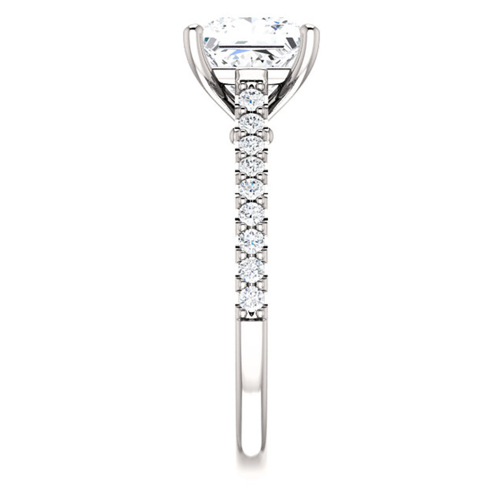 2 3/4 Ct Princess Cut Lab Grown Diamond Engagement Ring 14k White Gold (H-I, VS2-SI1)
