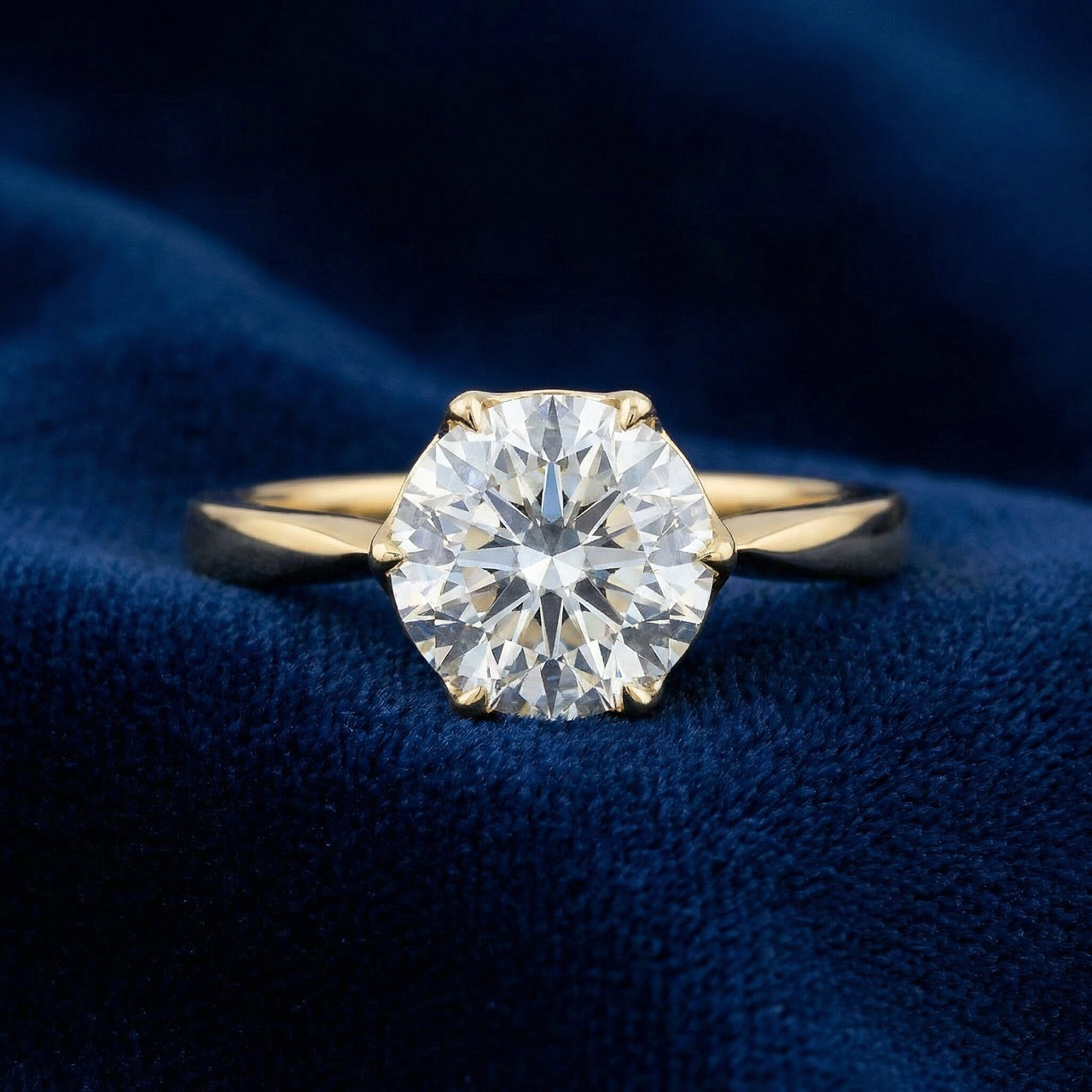 2 Ct Diamond Solitaire Engagement Ring 14k Yellow Gold Lab Grown (G-H, SI)