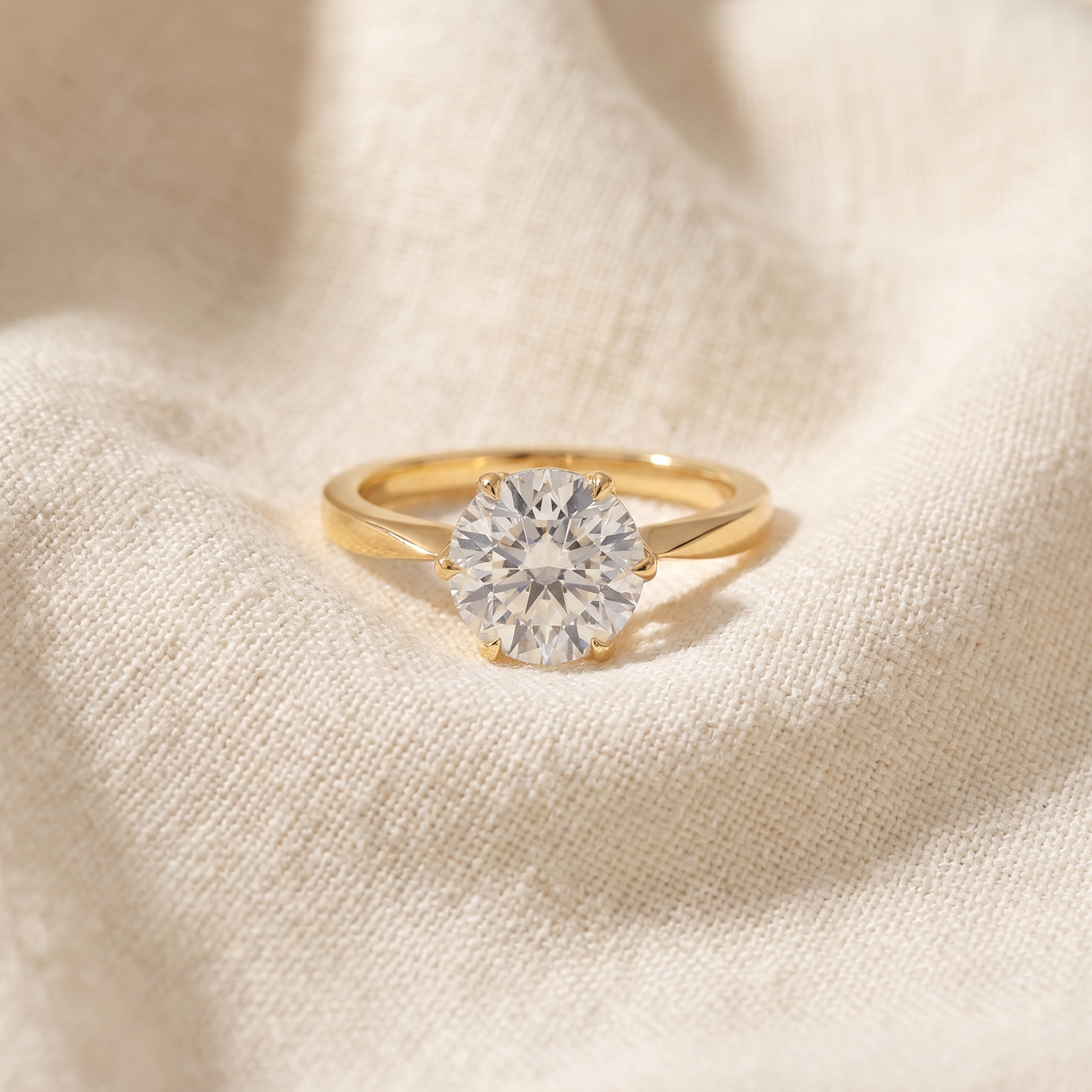 2 Ct Diamond Solitaire Engagement Ring 14k Yellow Gold Lab Grown (G-H, SI)