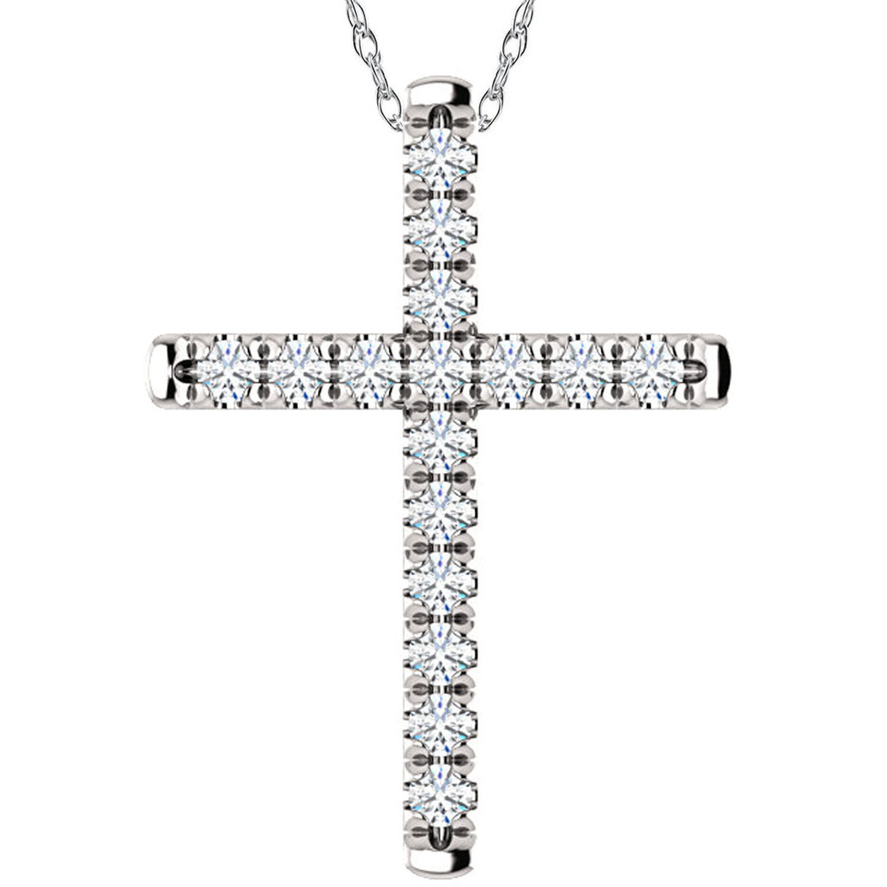 1/2 Ct EX3 Lab Grown Diamond Cross Pendant Necklace 1