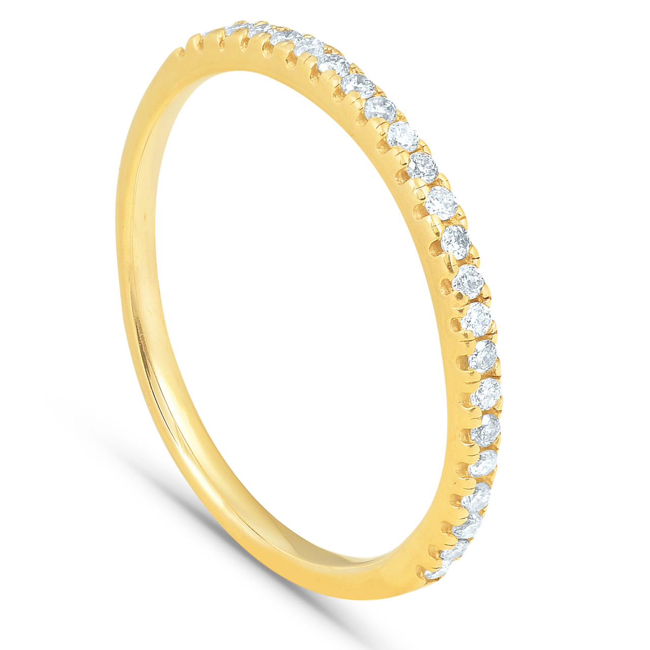 1/5CT Lab Grown Diamond Wedding Ring Womens Stackable Band 10k Yellow Gold (H-I, I1)