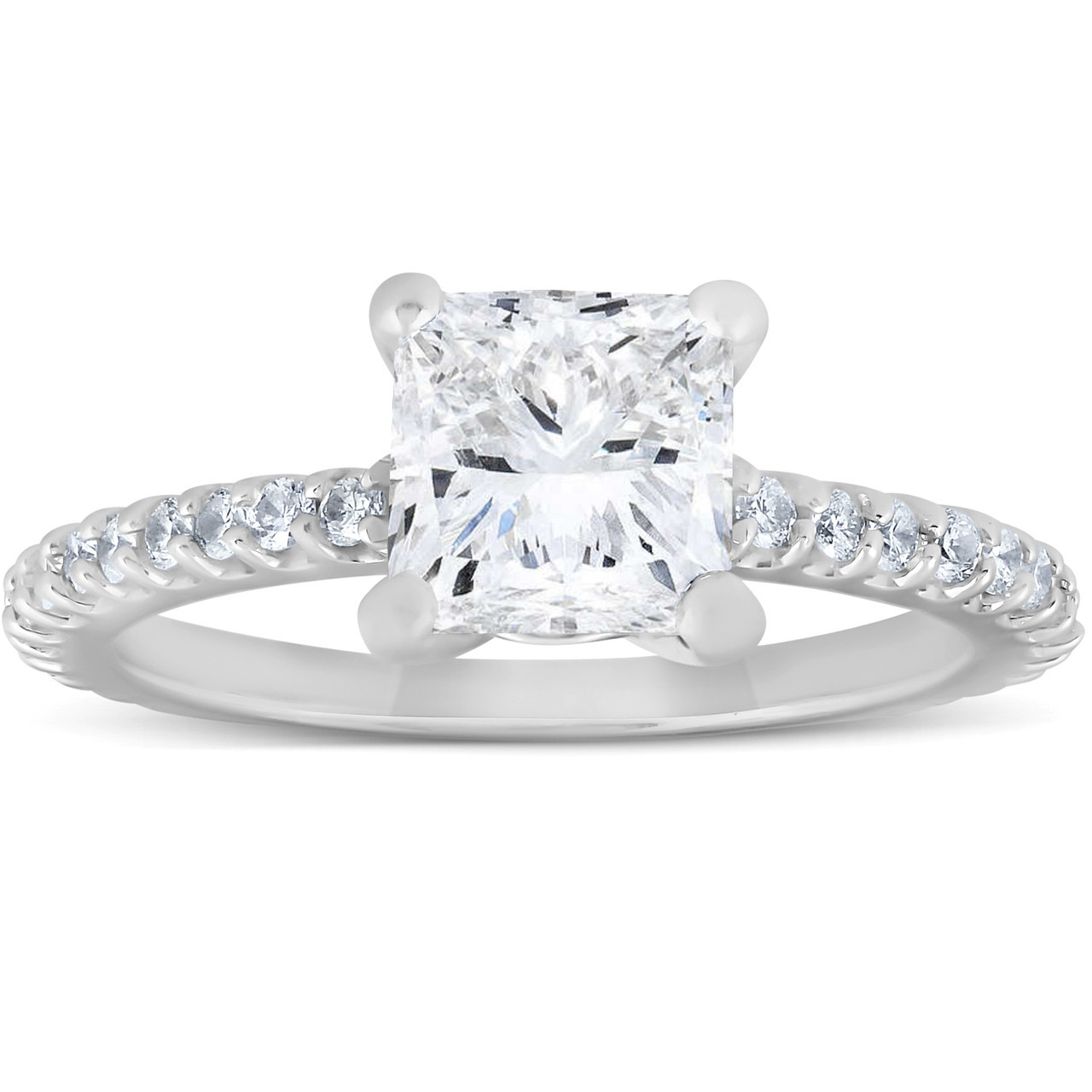 Certified 3 1/2ct Princess Cut Diamond Engagement Ring 14k White Gold Lab Grown (F-G, VS)