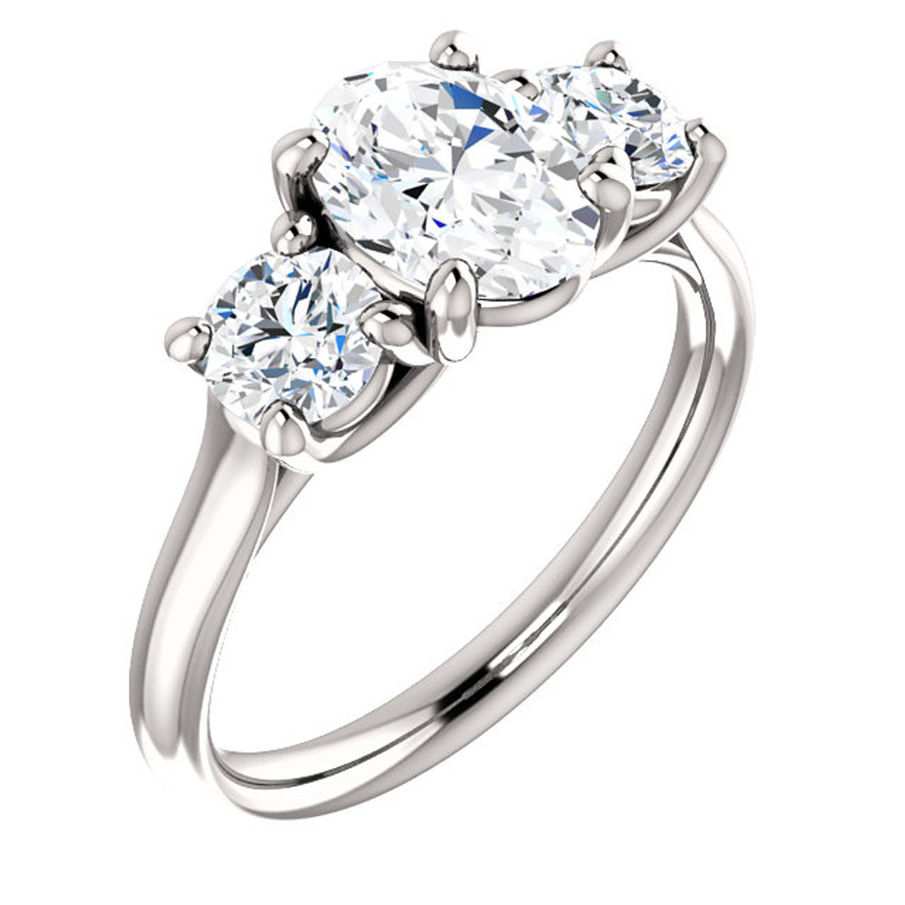1 3/4 Ct Moissanite & Lab Grown Diamond 3 Stone Engagement Ring 10k White Gold (G-H, VS) 1 3/4 Ct Moissanite & Lab Grown Diamond 3 Stone Engagement Ring 10k White Gold (G-H, VS)