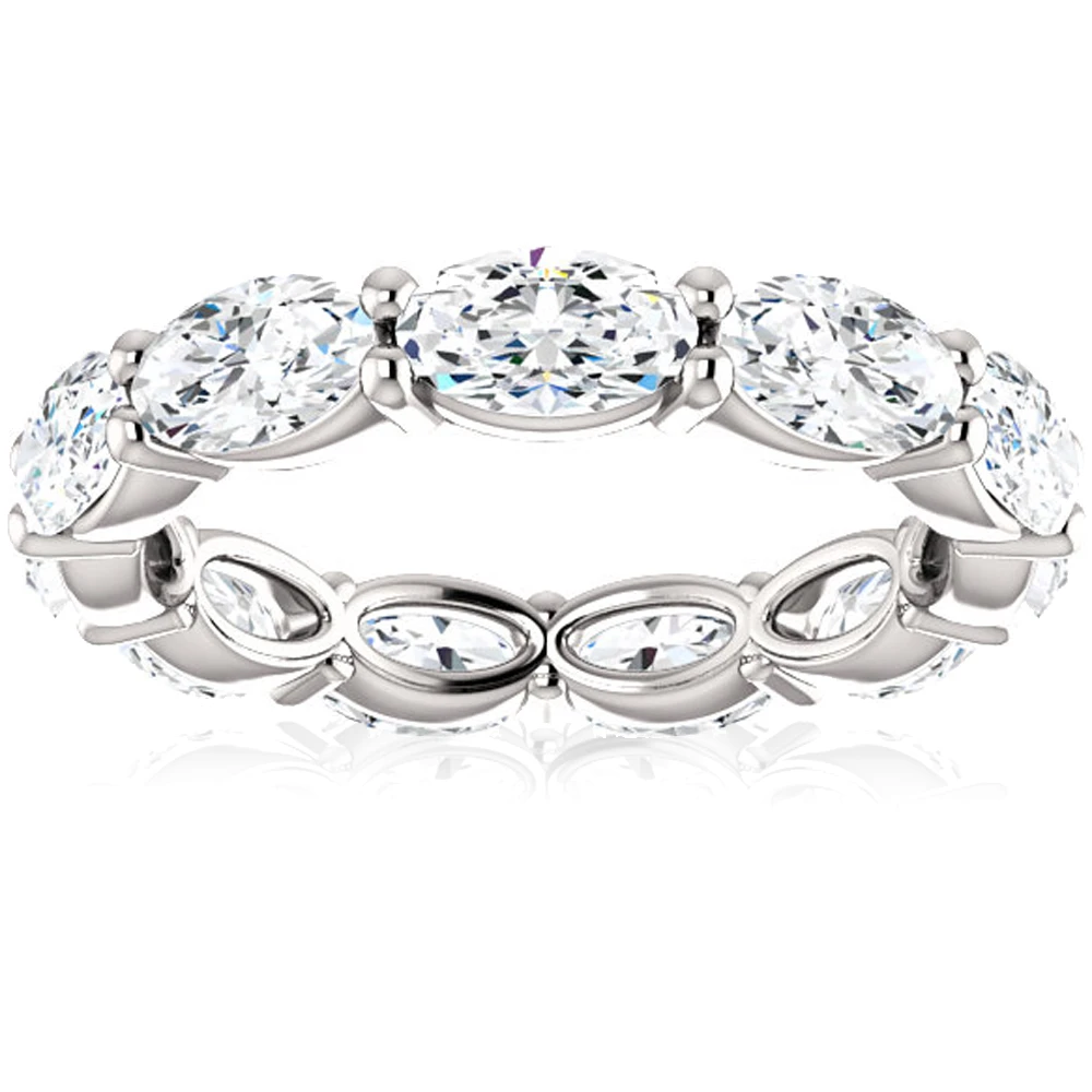 4 Ct Oval Moissanite Eternity Ring 14k White Gold (G-H, VS2-SI1)