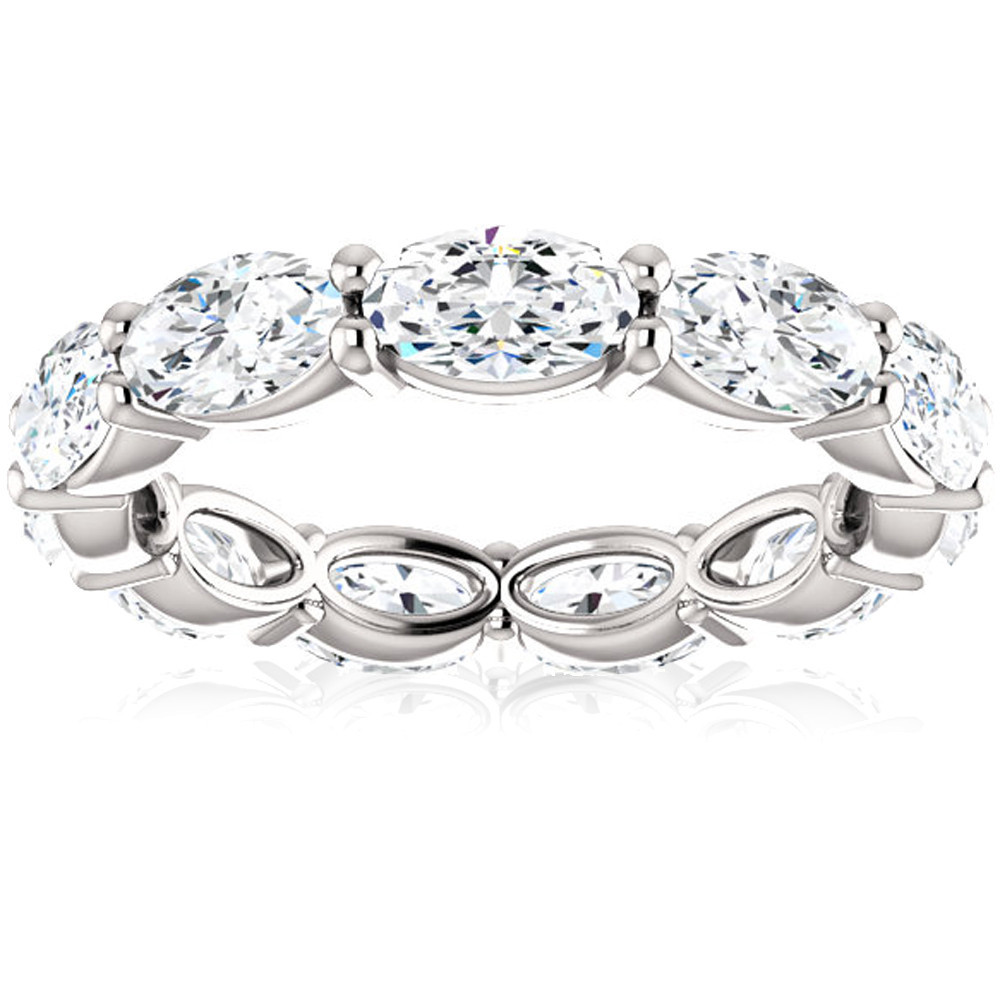 4 Ct Oval Moissanite Eternity Ring 14k White Gold