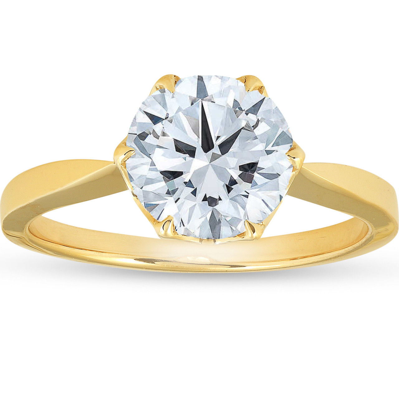 1 1/2 Ct Solitaire Diamond Micro Prong Engagement Ring 14k Yellow Gold Lab Grown (G-H, VS2-SI1)