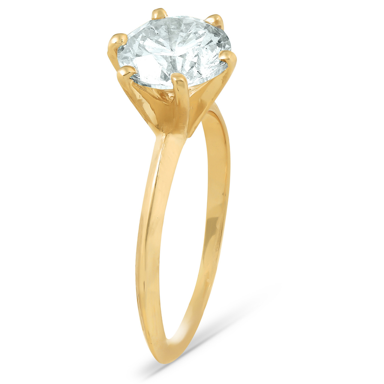 2ct Solitaire Moissanite Engagement Ring Round Brilliant 14k Yellow Gold  (G-H, VVS)