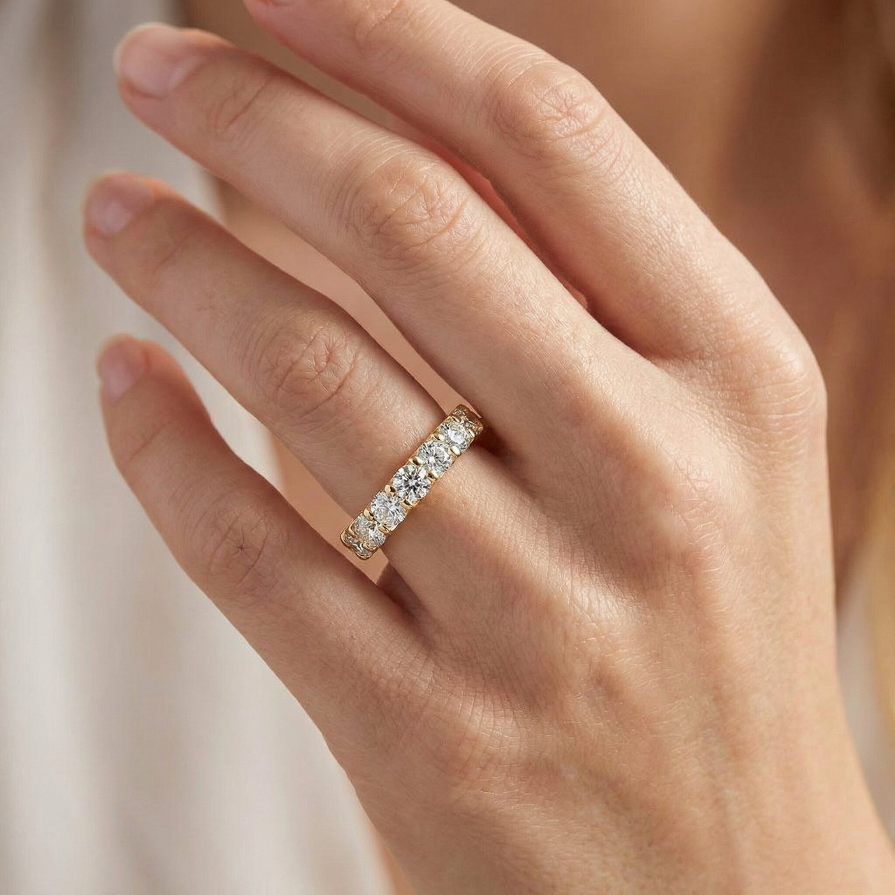 2 Ct Moissanite Eternity Ring Womens Wedding Band 14k Yellow Gold (G-H, VS)