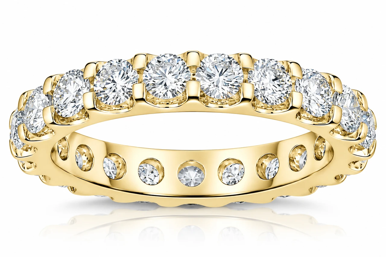 2 Ct Moissanite Eternity Ring Womens Wedding Band 14k Yellow Gold (G-H, VS)