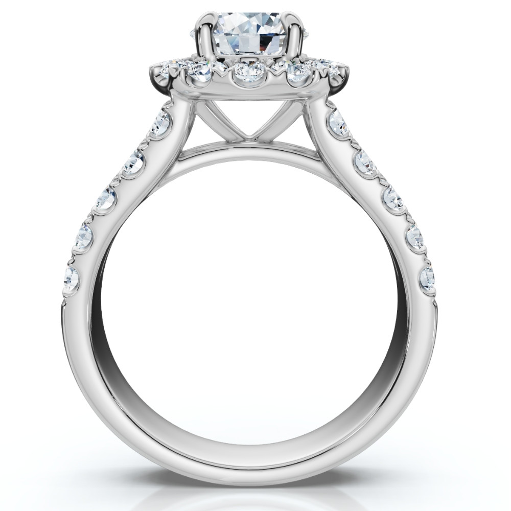 2 1/2 Ct Halo Round Diamond Double Row Engagement Ring 10k White Gold Lab Grown (G-H, VS)