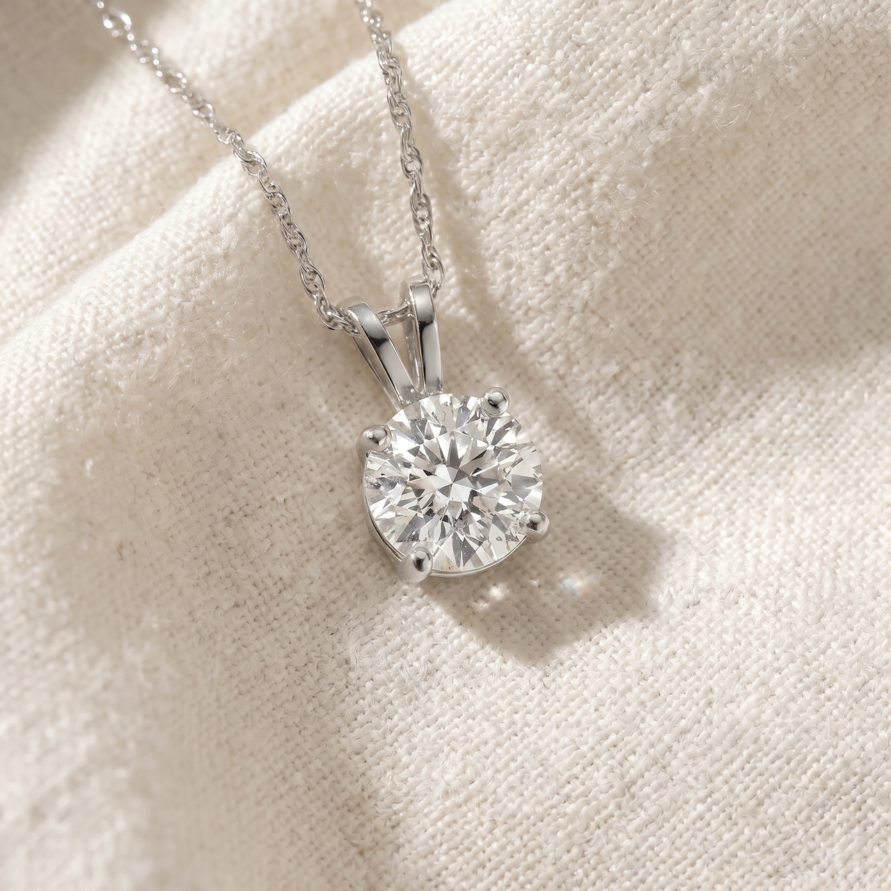 1 1/2 Ct Moissnite Solitaire Pendant 14k White Gold Womens Necklace