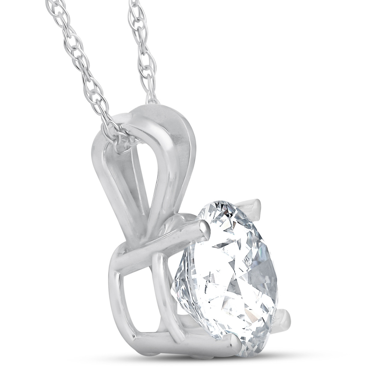1 1/2 Ct Moissnite Solitaire Pendant 14k White Gold Womens Necklace