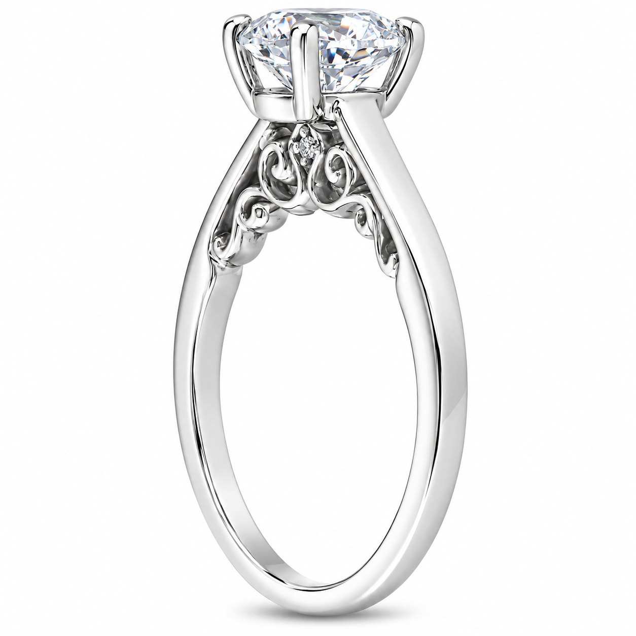 1 1/2 Ct Diamond & CZ Engagement Ring 14k White Gold (G-H, VS)