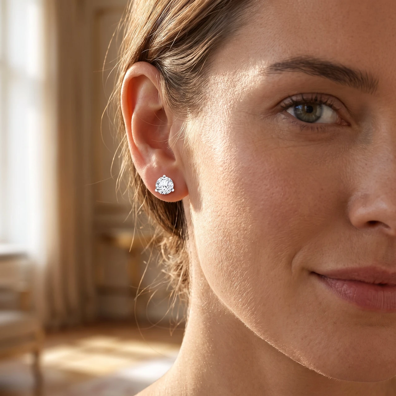 1 ct TDW Lab Grown Diamond Martni Studs 14k Gold Earrings (F-G, SI)