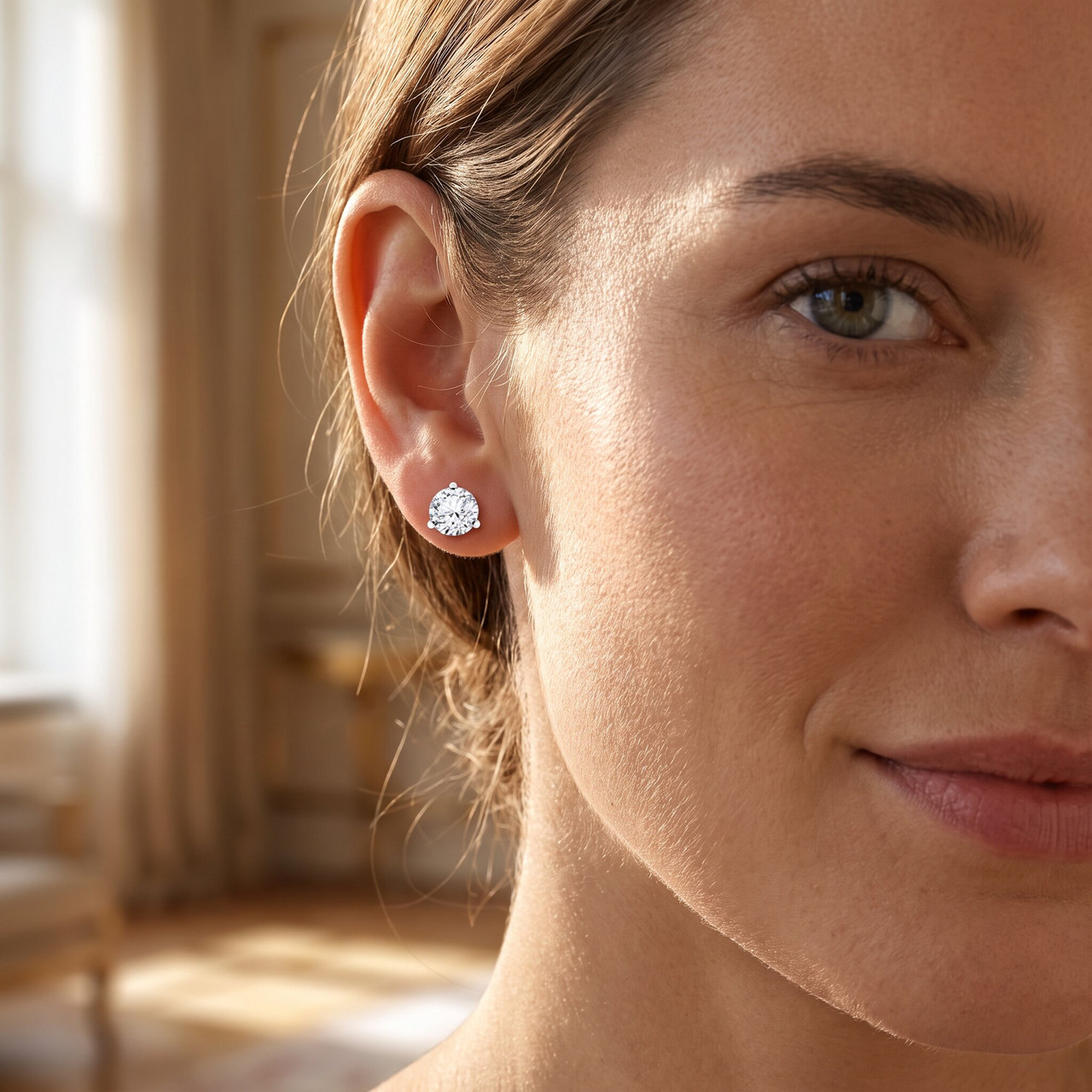 1 ct TDW Lab Grown Diamond Martni Studs 14k Gold Earrings (F-G, SI)