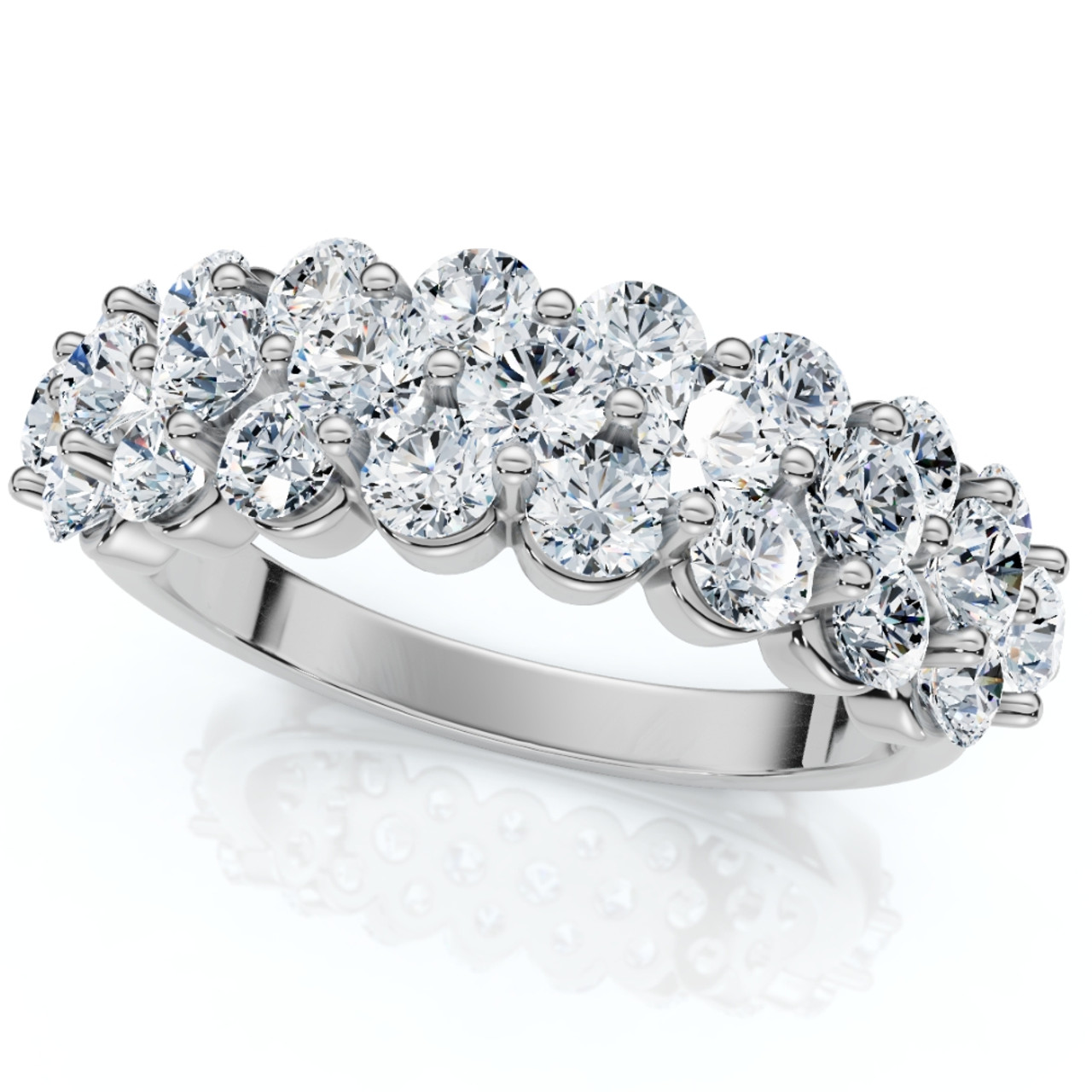 2 Ct Lab Grown Diamond Wedding Wide Anniversary Ring 10k White Gold (G-H, SI) 2 Ct Lab Grown Diamond Wedding Wide Anniversary Ring 10k White Gold (G-H, SI)