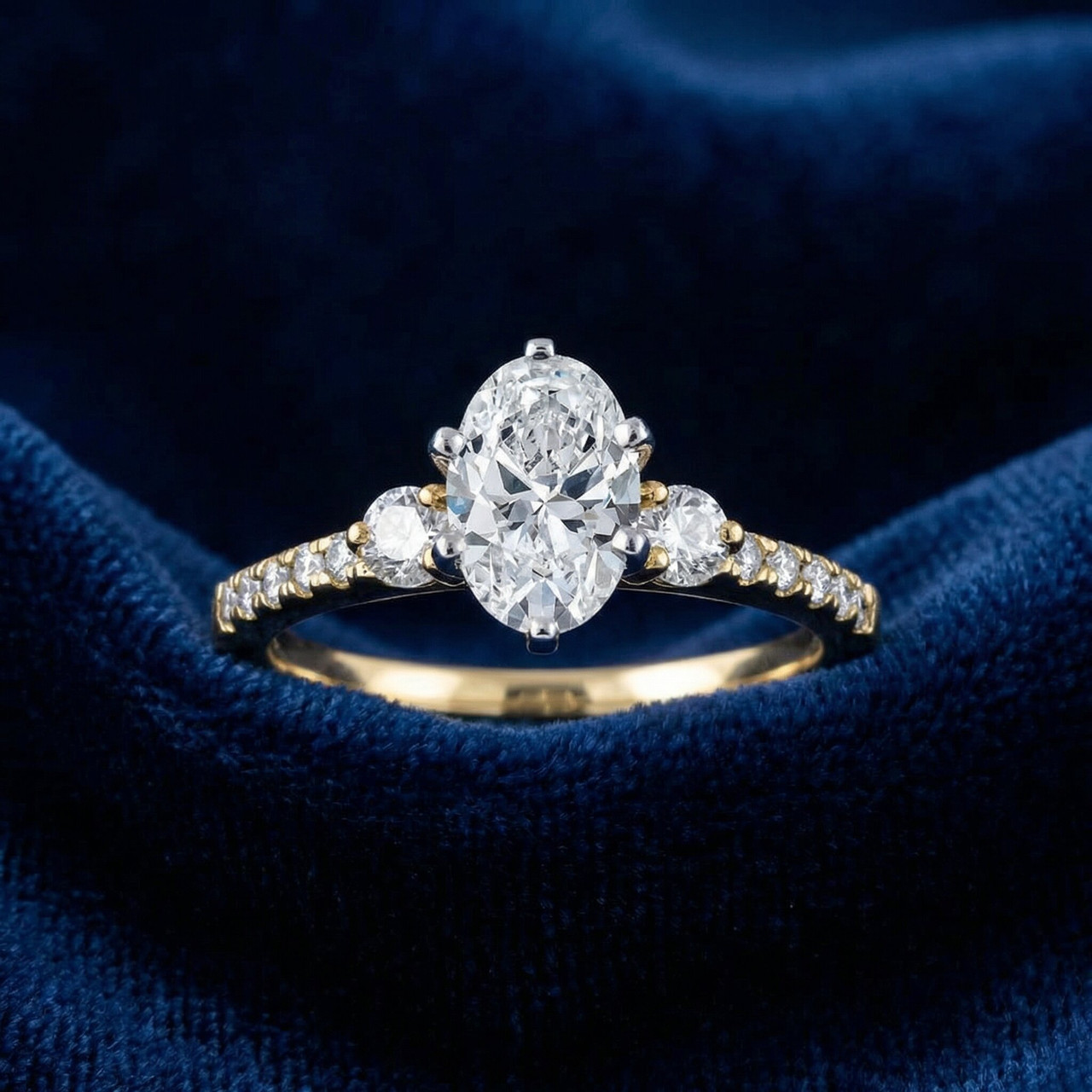 1 1/2 Ct Oval Diamond Engagement Ring 14k Yellow Gold Lab Grown (G-H, SI)