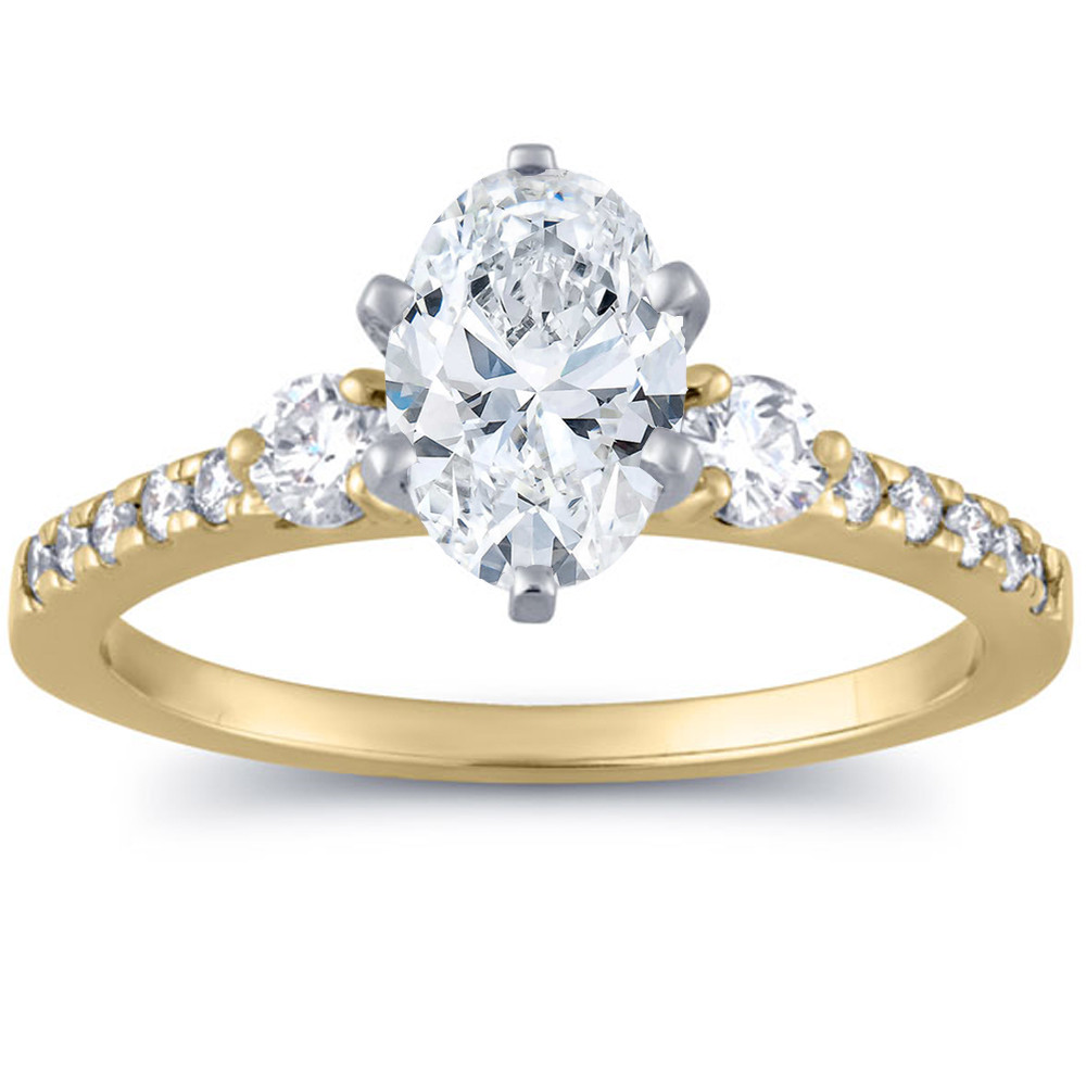 1 1/2 Ct Oval Diamond Engagement Ring 14k Yellow Gold Lab Grown (G-H, SI)