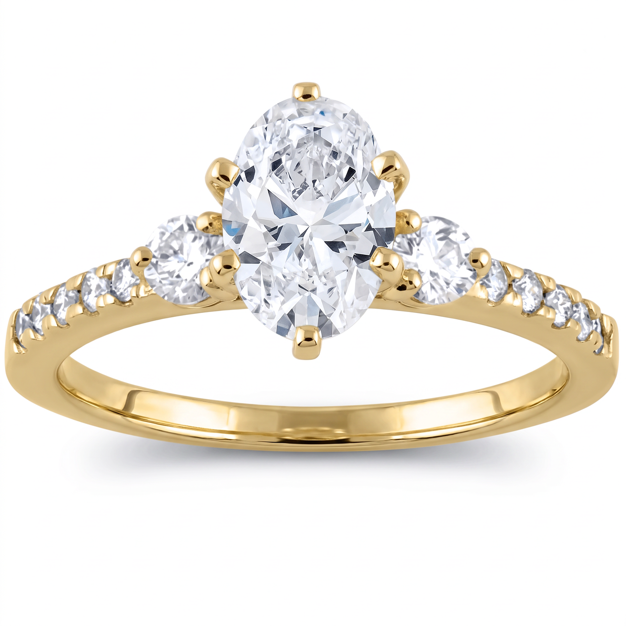 1 1/2 Ct Oval Diamond Engagement Ring 14k Yellow Gold Lab Grown (G-H, SI)