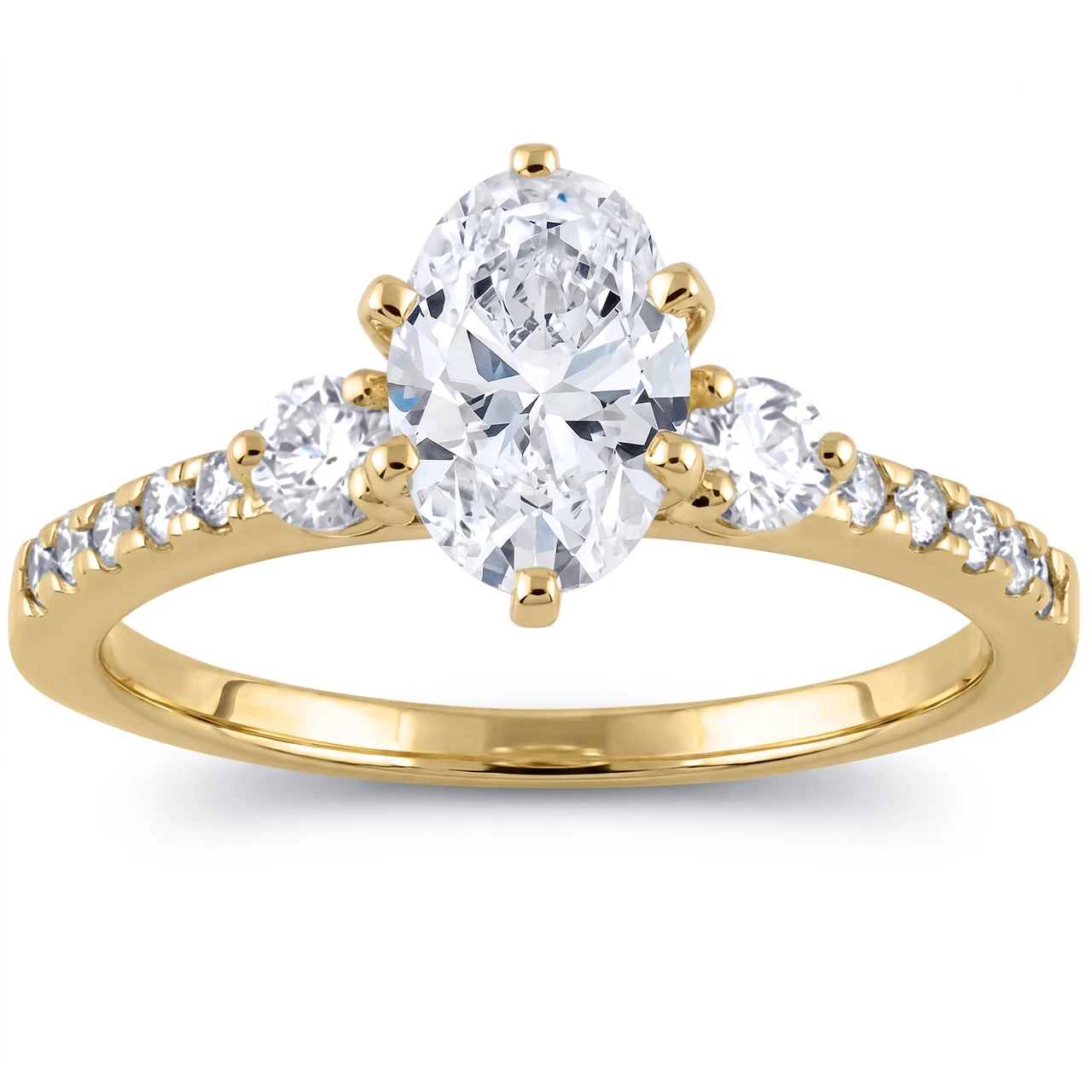 1 1/2 Ct Oval Diamond Engagement Ring 14k Yellow Gold Lab Grown (G-H, VS)