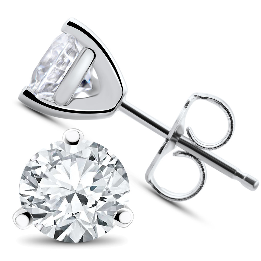 F/SI1 2ct Lab Grown Diamond Martni Studs 14k Gold (F-G, SI)