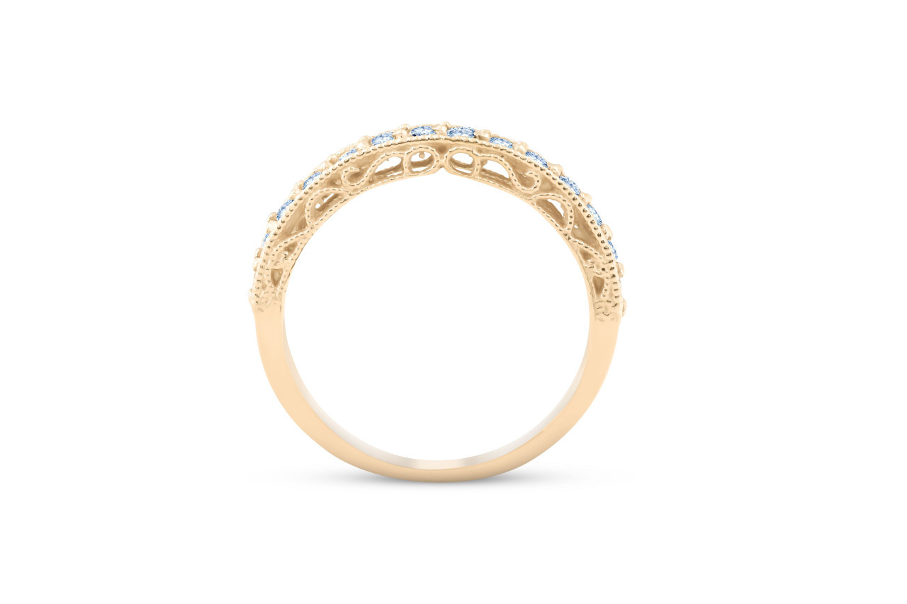 1/2Ct Diamond Wedding Ring Vintage Antique Accent Womens Band 14k Yellow Gold (H-I, I1)