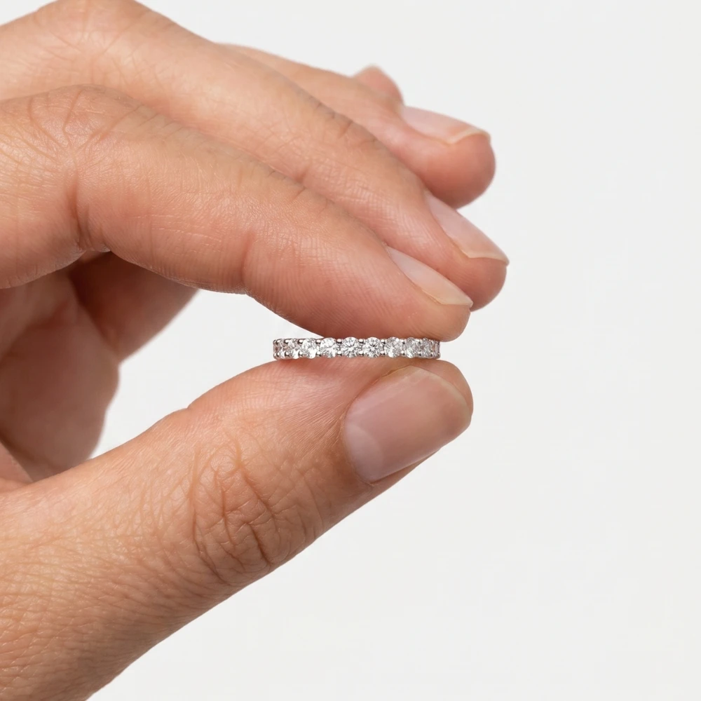 3/4Ct Diamond Eternity Ring 14k White Gold U Prong (H-I, I1)