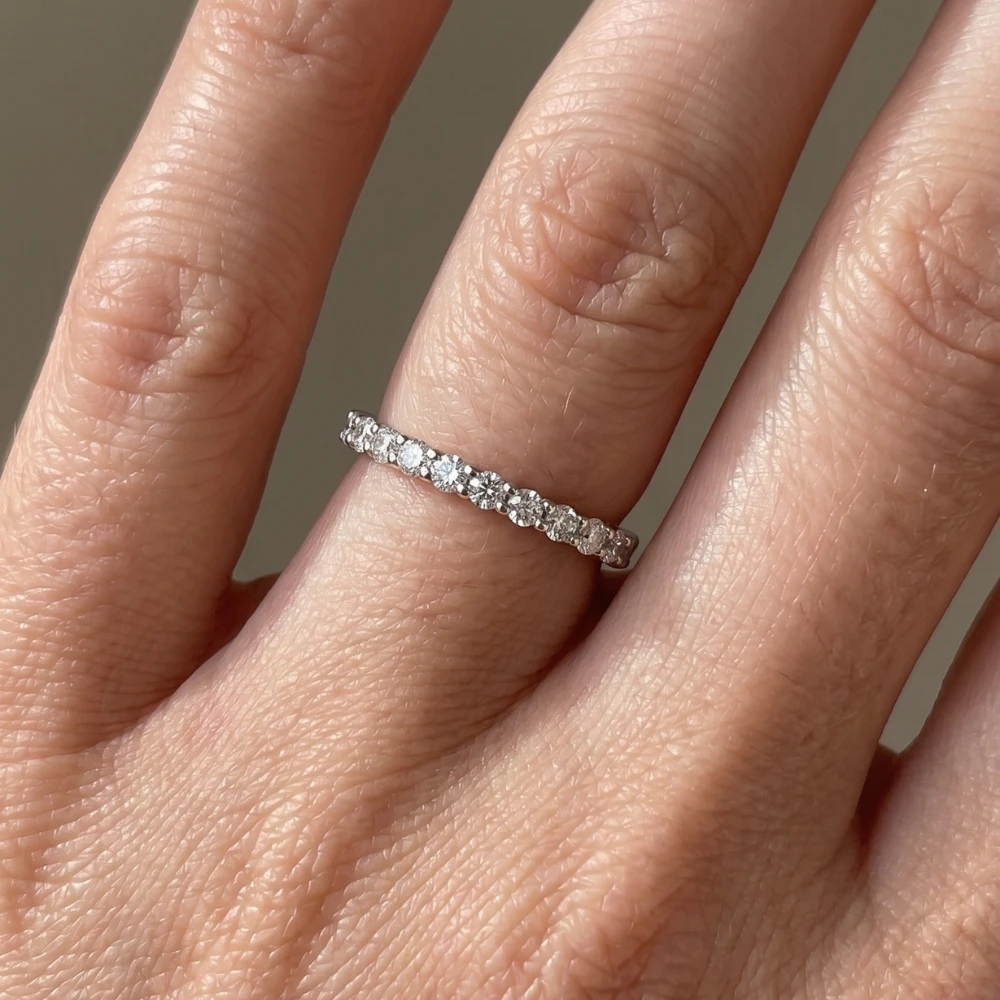 3/4Ct Diamond Eternity Ring 14k White Gold U Prong (H-I, I1)