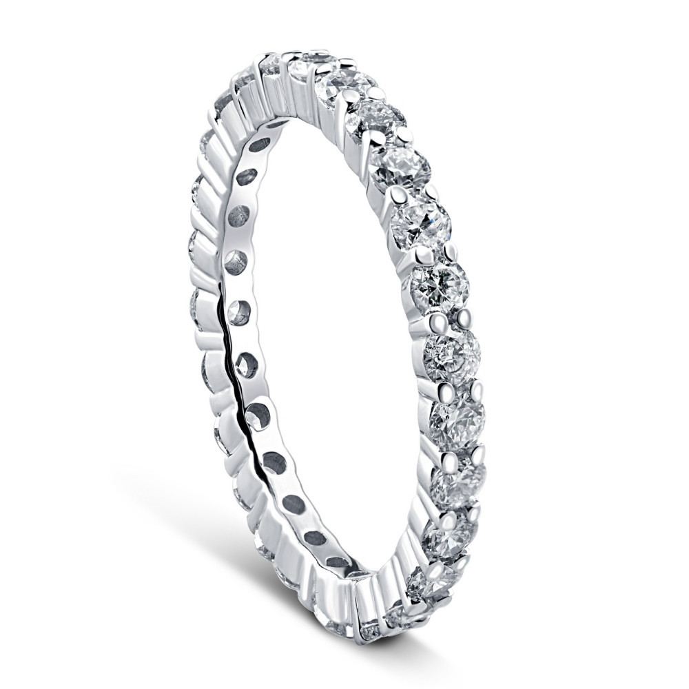 1 Ct Diamond Eternity Ring 10k White Gold Womens Wedding Band (G-H, I2-I3)