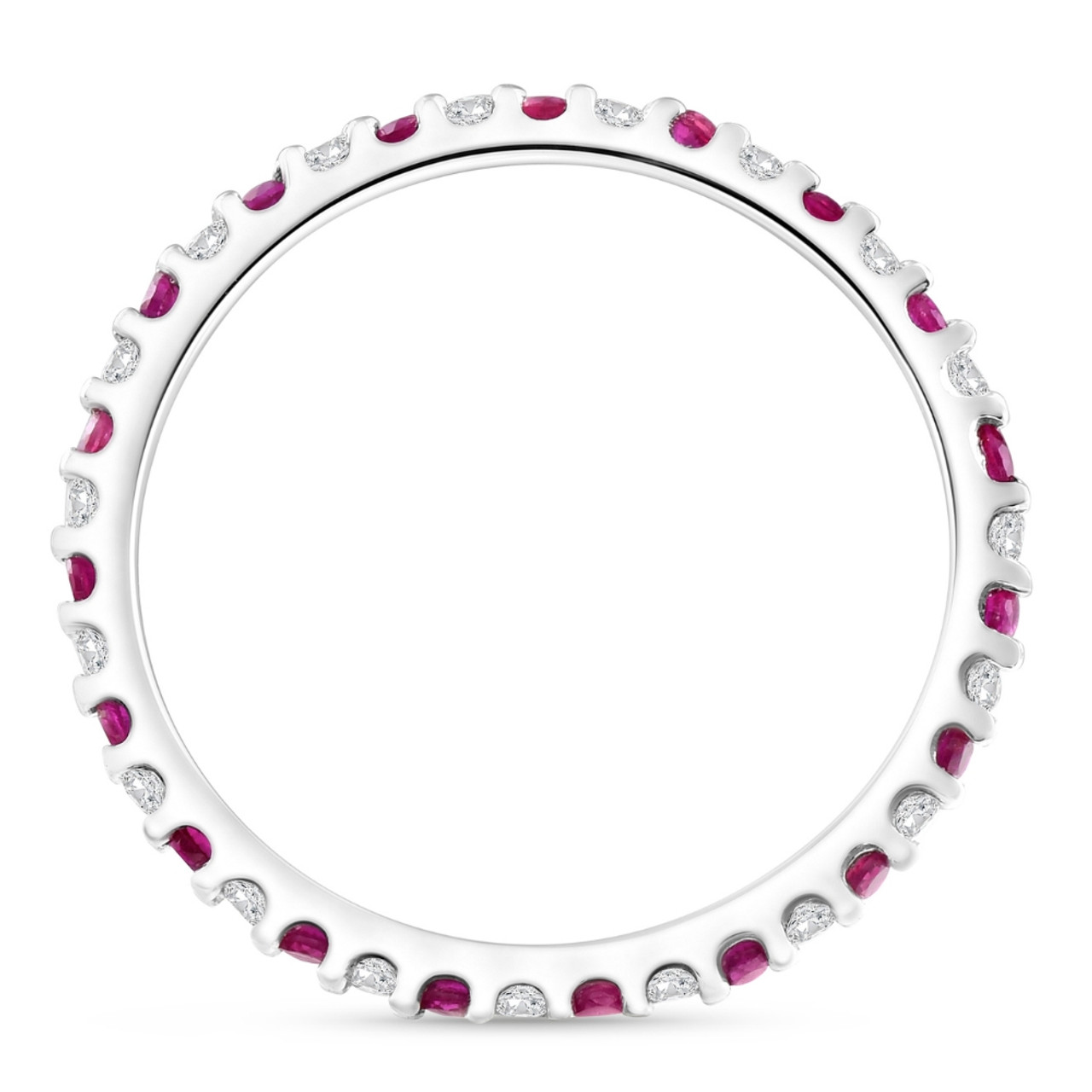1/2Ct Ruby & Diamond Eternity Wedding Ring 14k White Gold Womens Band (G-H, I2-I3) 1/2Ct Ruby & Diamond Eternity Wedding Ring 14k White Gold Womens Band (G-H, I2-I3)