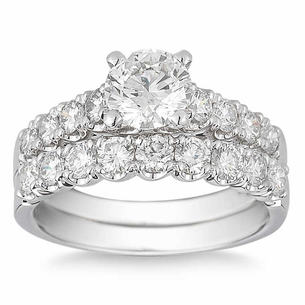 3 1/2 Ct Diamond Engagement Wedding Ring Set White Gold Enhanced (G-H, I1)