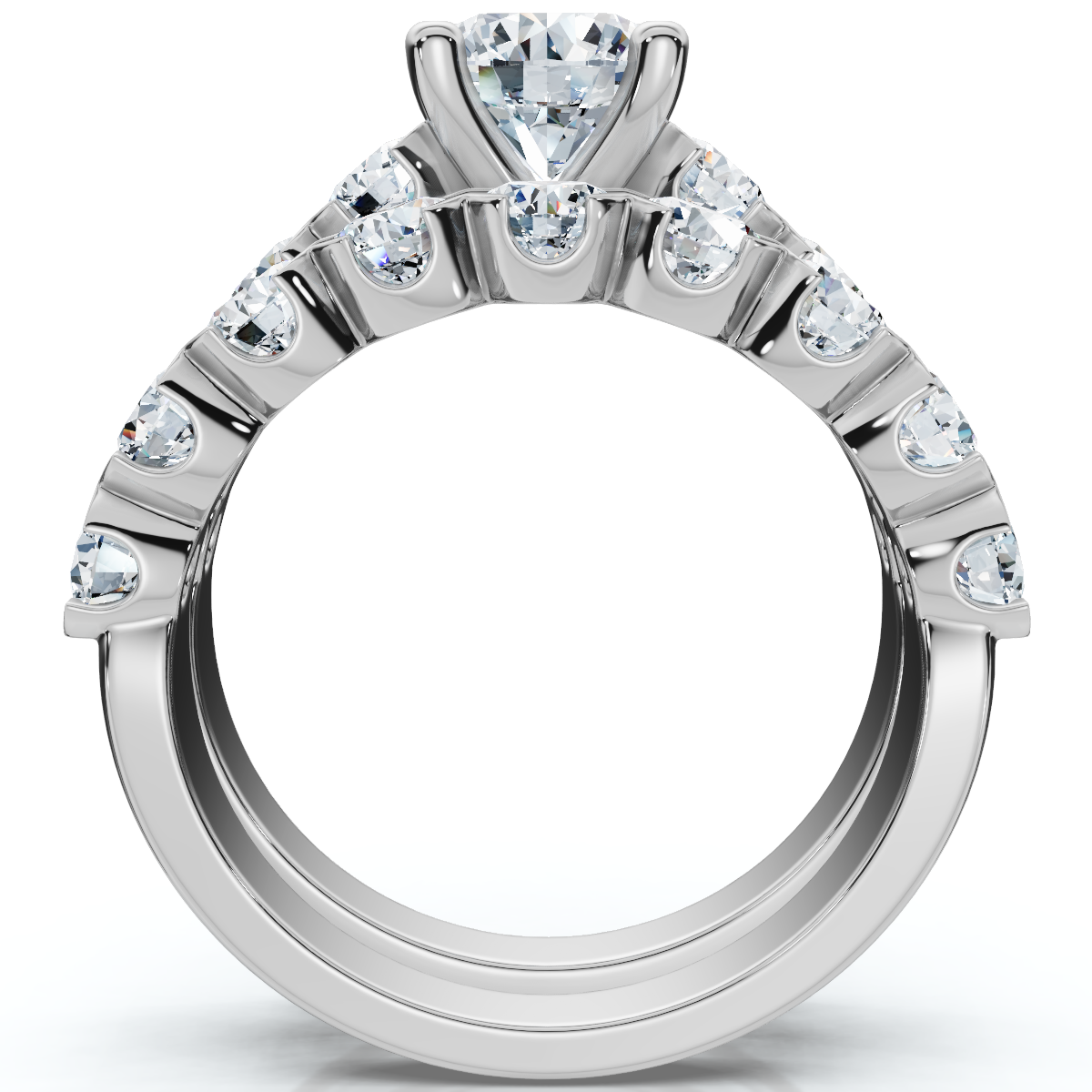 3 1/2 Ct Diamond Engagement Wedding Ring Set White Gold Enhanced (G-H, I1)