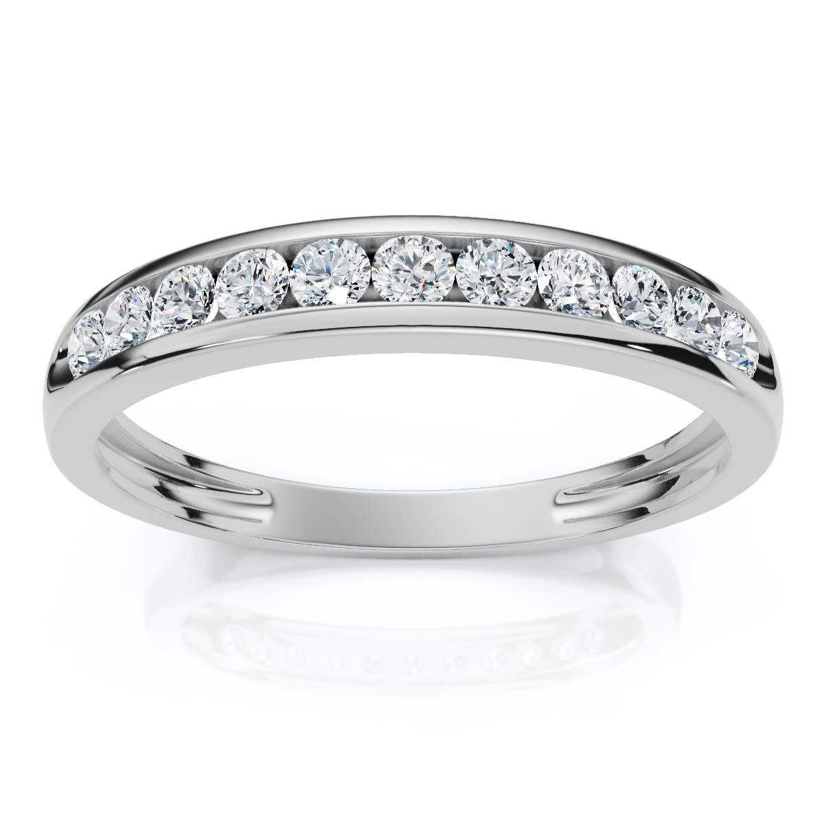 1/4 Ct Diamond Wedding Ring Channel Set 10k White Gold (I-J, I2-I3)