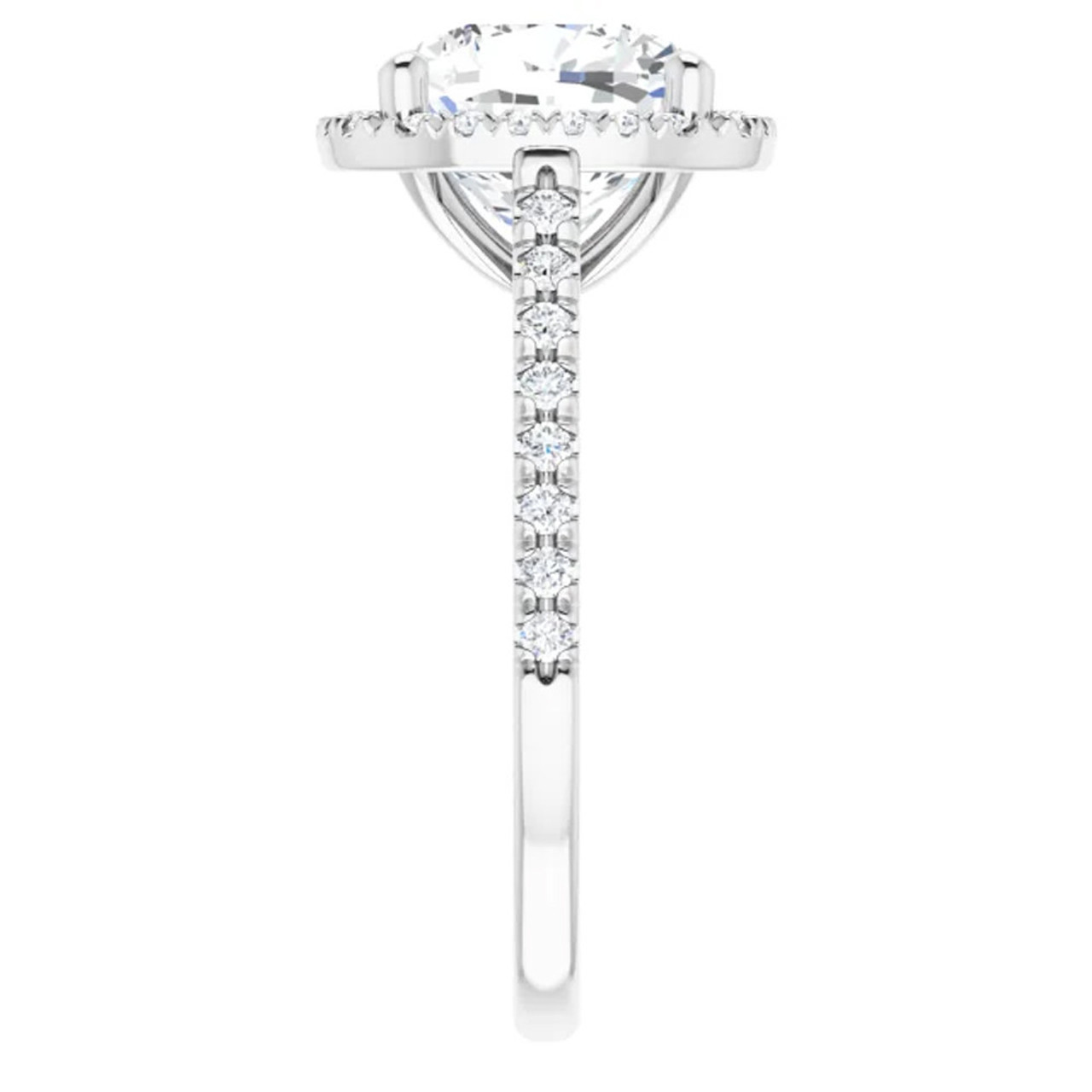3 1/2 Ct Cushion Moissanite & Lab Diamond Engagement Halo Ring 10k White Gold (G-H, VS) 3 1/2 Ct Cushion Moissanite & Lab Diamond Engagement Halo Ring 10k White Gold (G-H, VS)