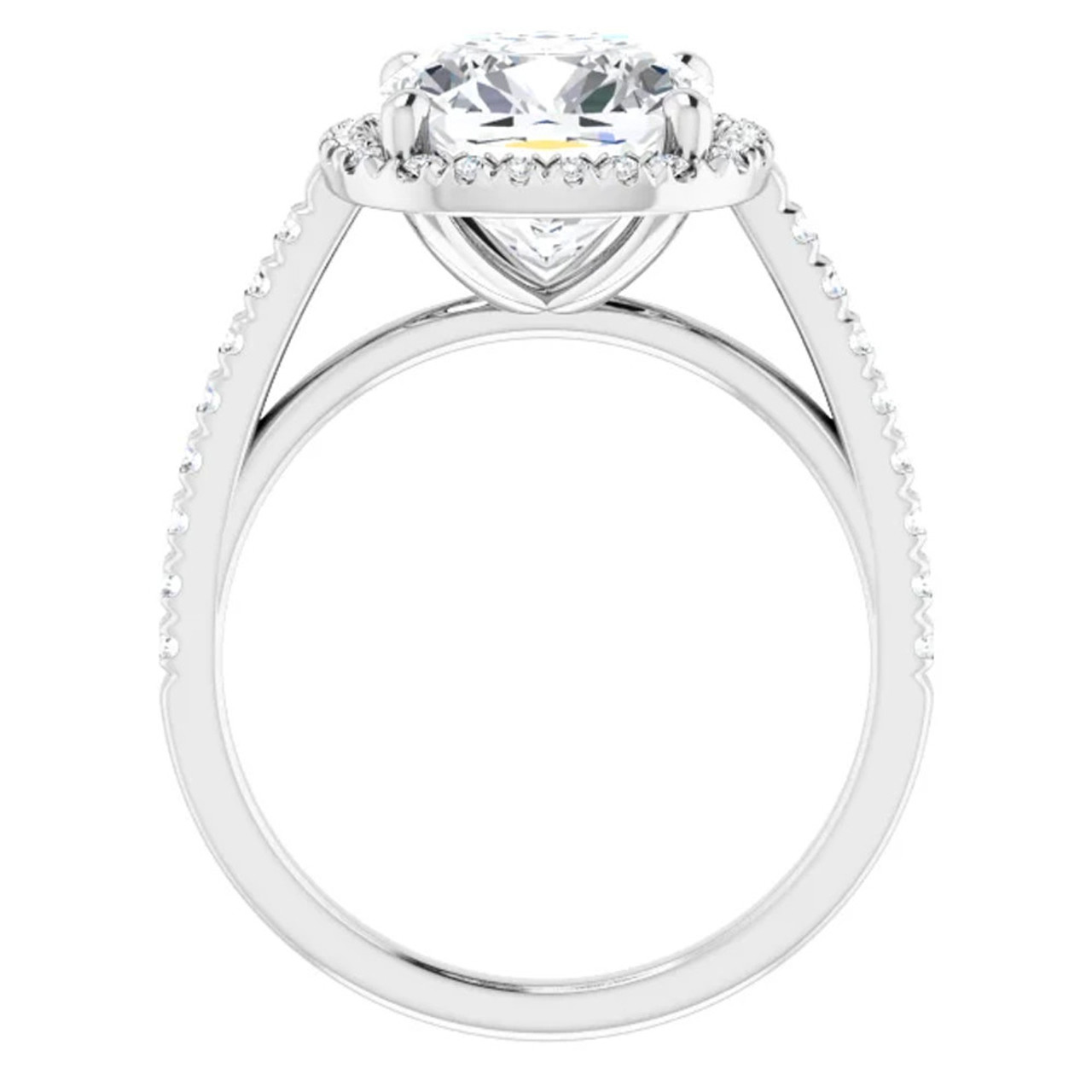 3 1/2 Ct Cushion Moissanite & Lab Diamond Engagement Halo Ring 10k White Gold (G-H, VS) 3 1/2 Ct Cushion Moissanite & Lab Diamond Engagement Halo Ring 10k White Gold (G-H, VS)