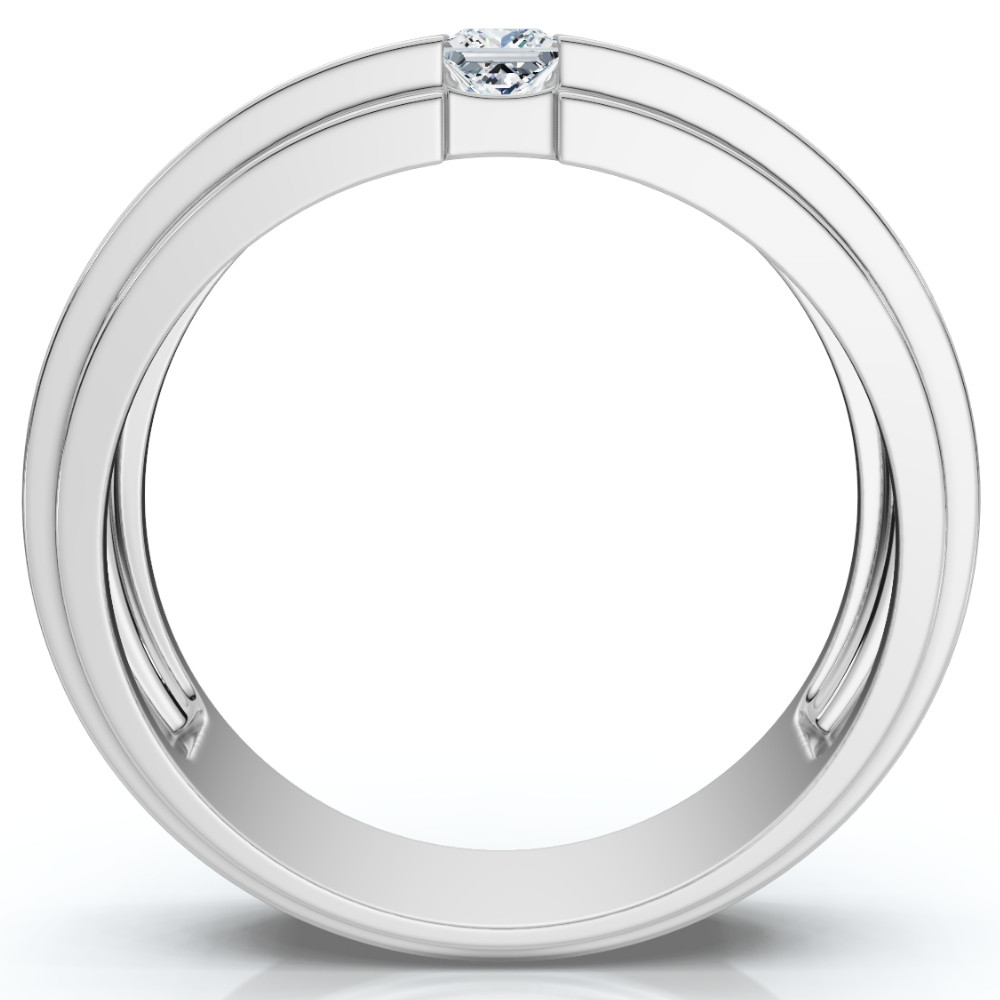 Mens 14K White Gold Princess Cut Diamond Wedding Ring (G-H, VS)