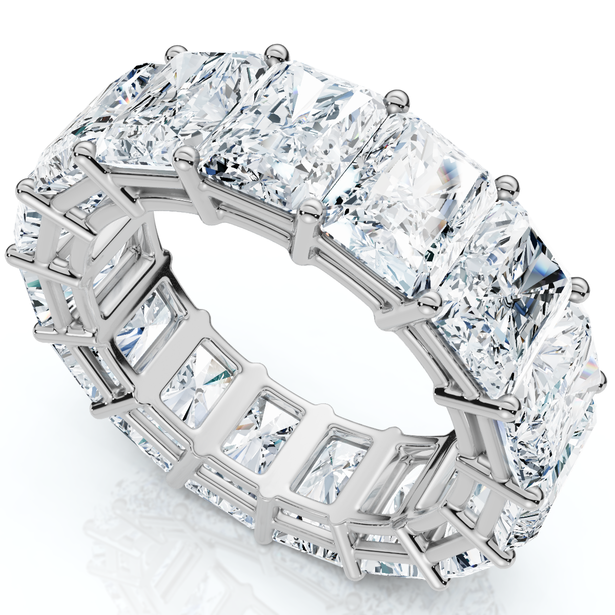5Ct Radiant Cut Diamond 14k White Gold Eternity Wedding Ring Lab Grown (F-G, VS)