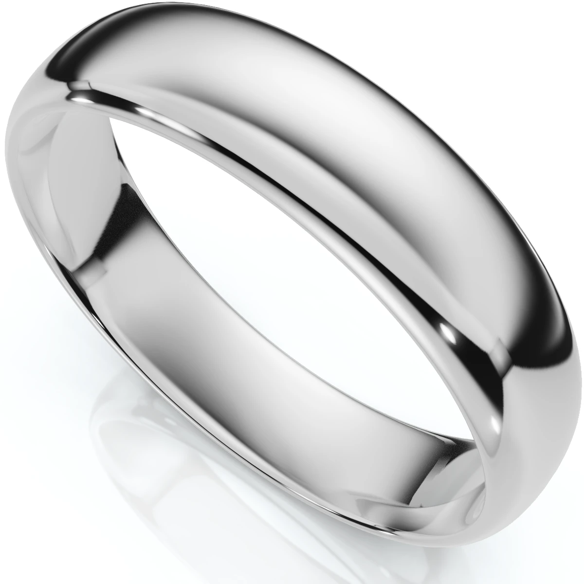 5mm Dome High Polished Wedding Band 14K White Gold