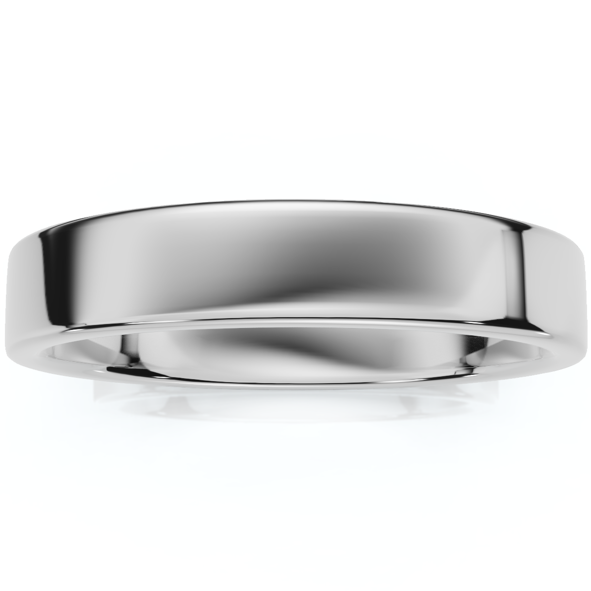 4mm Flat 14K White Gold Comfort Fit Wedding Band Ring