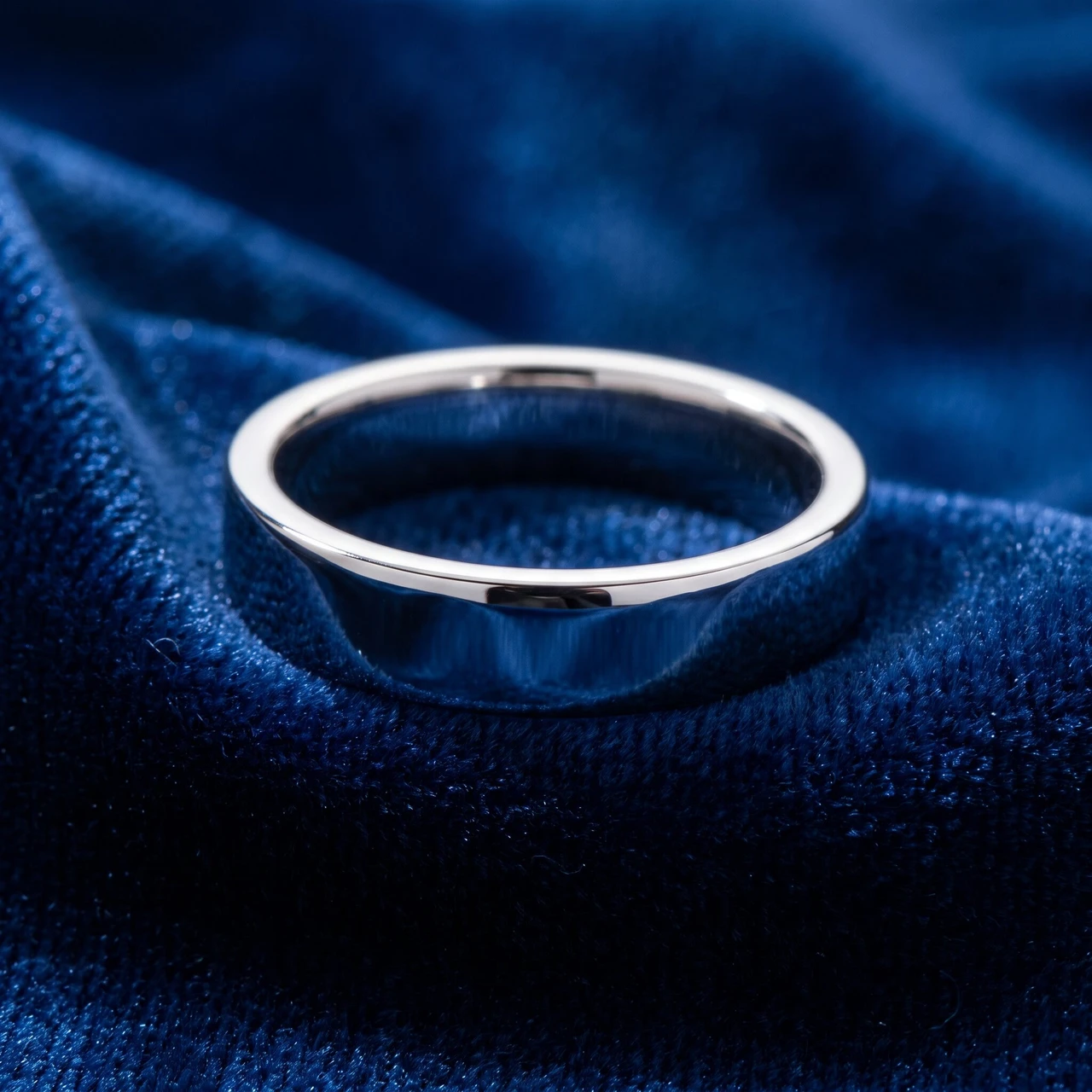 4mm Flat 14K White Gold Comfort Fit Wedding Band Ring