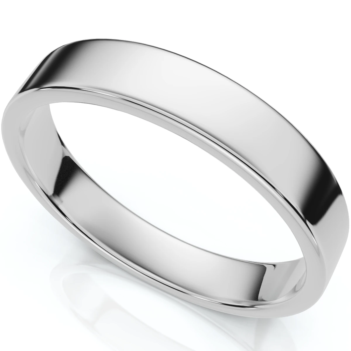 4mm Flat 14K White Gold Comfort Fit Wedding Band Ring