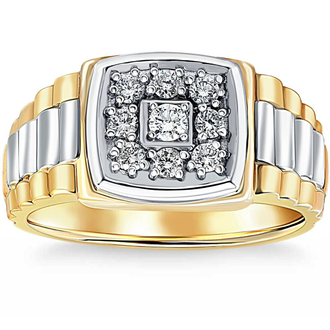 3/8ct Diamond Mens Ring 14k White & Yellow Gold Two Tone (G-H, SI)